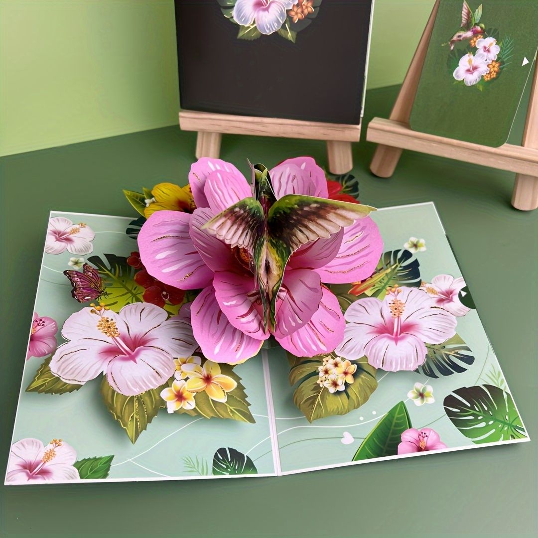 3D Pop-Up Greeting Card with Envelope - Floral Design for Teachers view 2