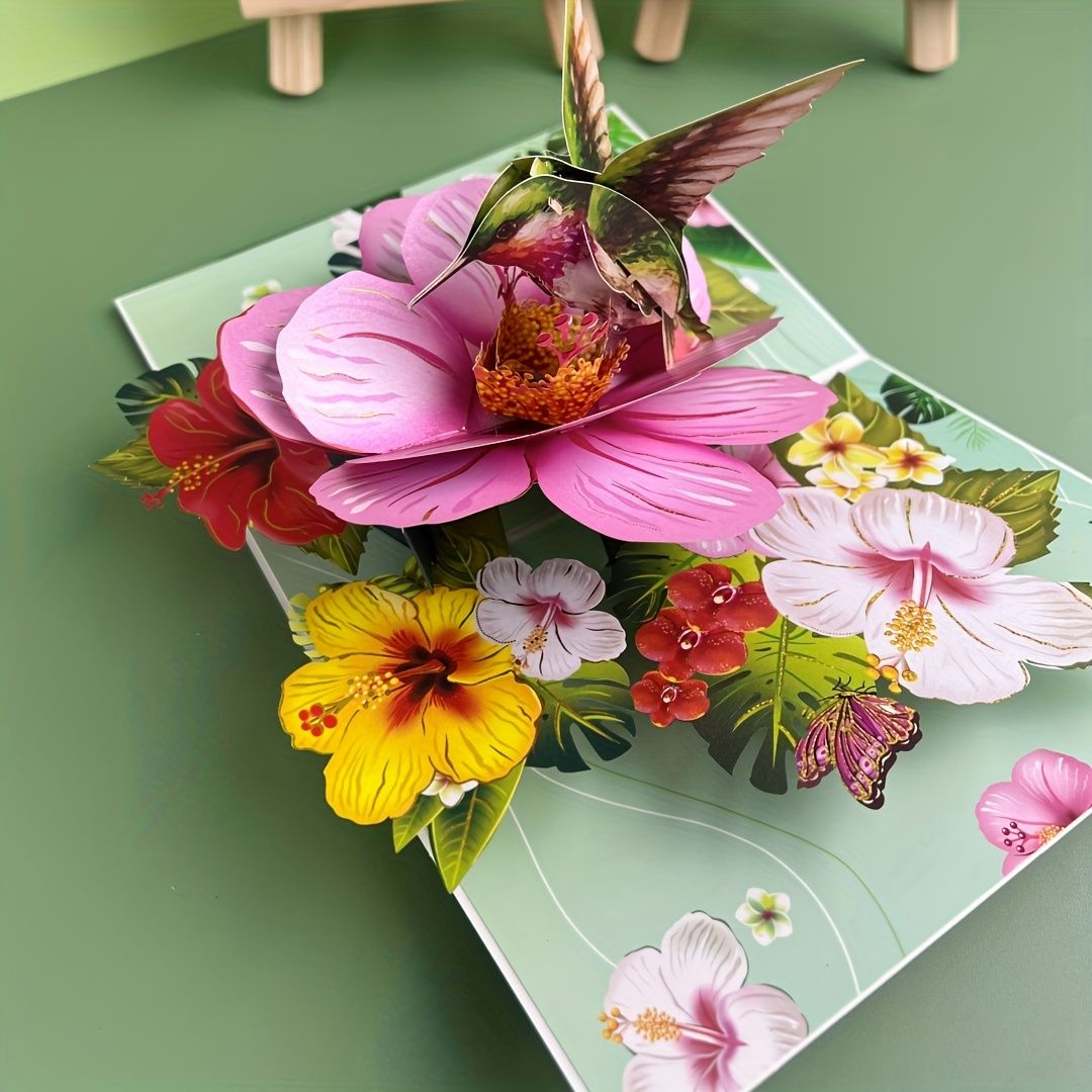3D Pop-Up Greeting Card with Envelope - Floral Design for Teachers view 3