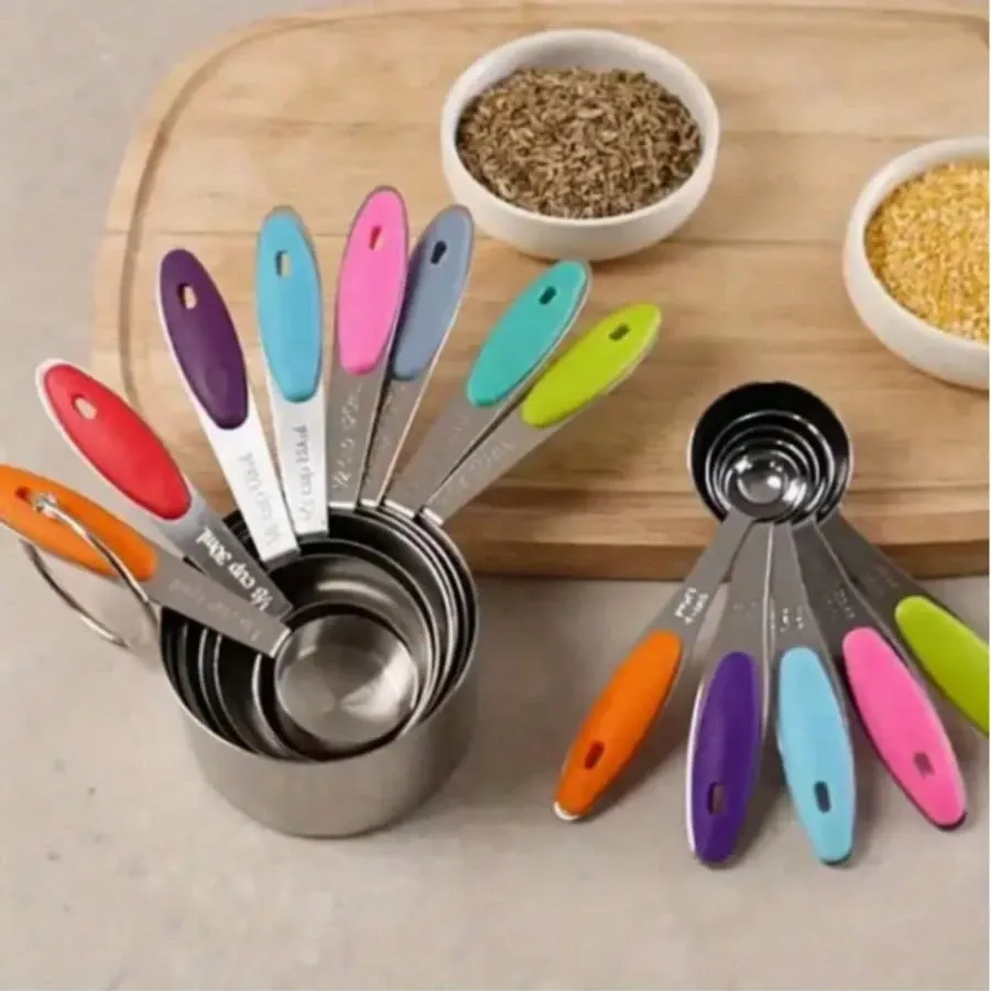 13pcs Stainless Steel Measuring Cup Set 8 Stackable Cups 5 Measuring Spoons view 3