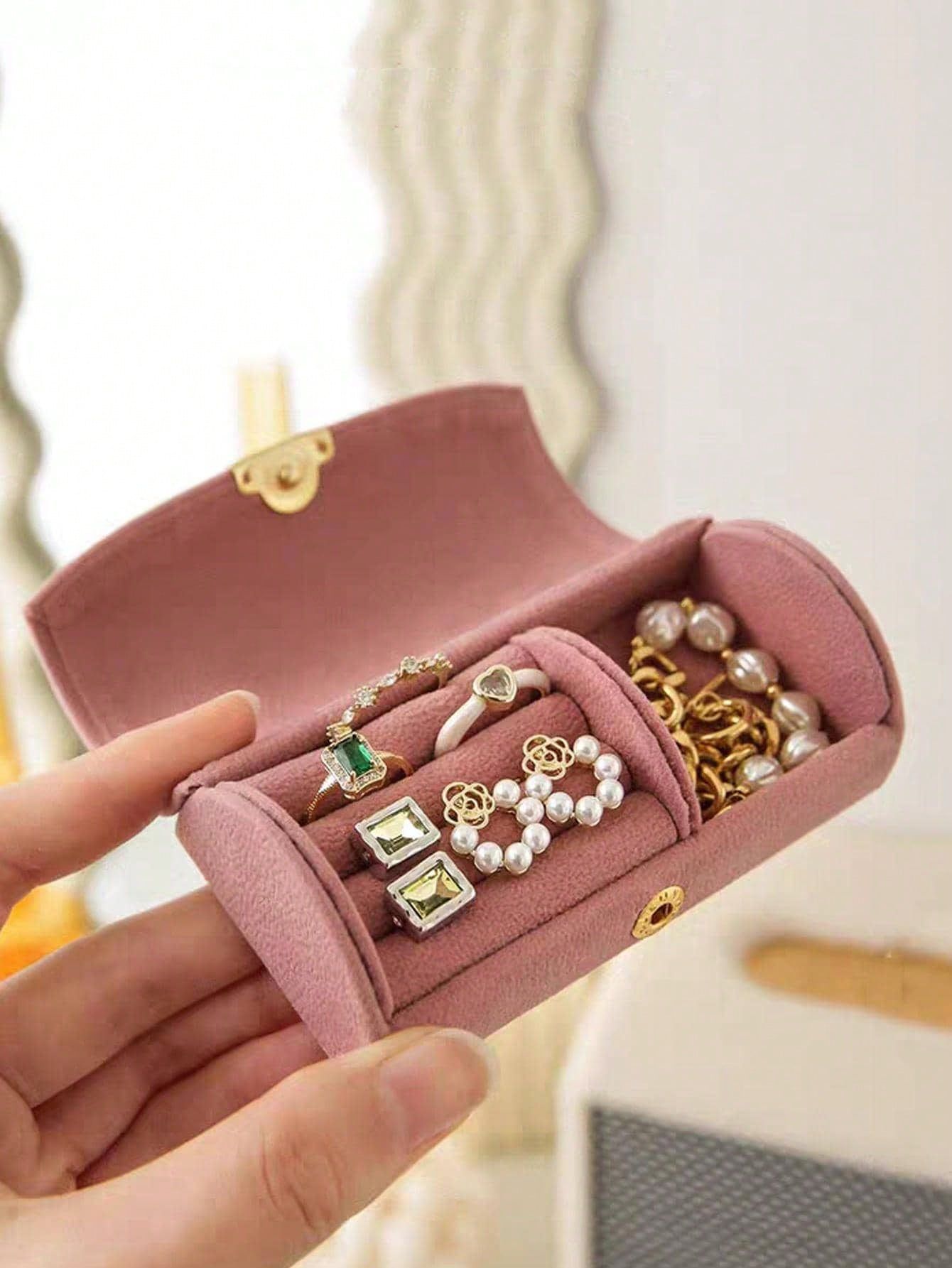 1pc Compact Elegant Jewelry Box For Earrings Rings Necklaces Travel Organizer — image 1
