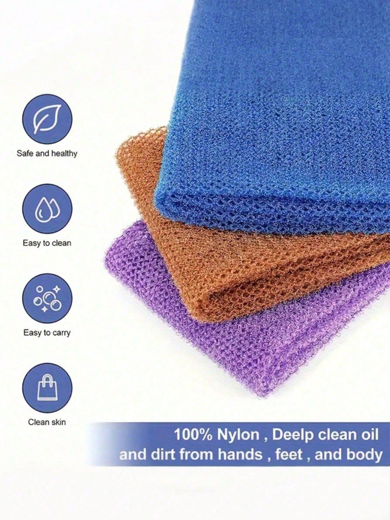 African Mesh Exfoliating Back Long Net Bath Scrub Towel Set Double Sided view 3