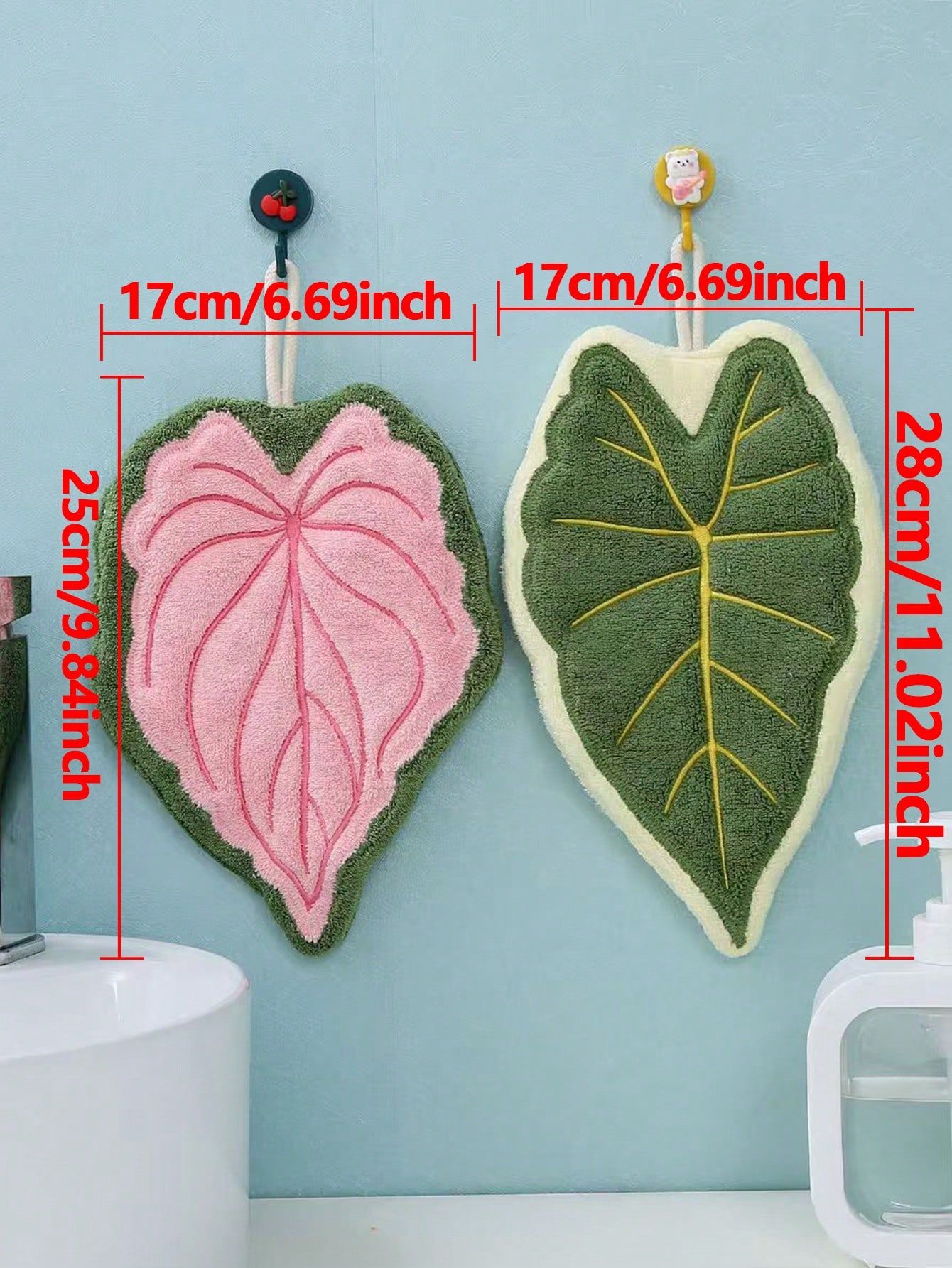 1pc/3pcs Creative Leaf Design Hanging Decorative Hand Towel For Kitchen view 3