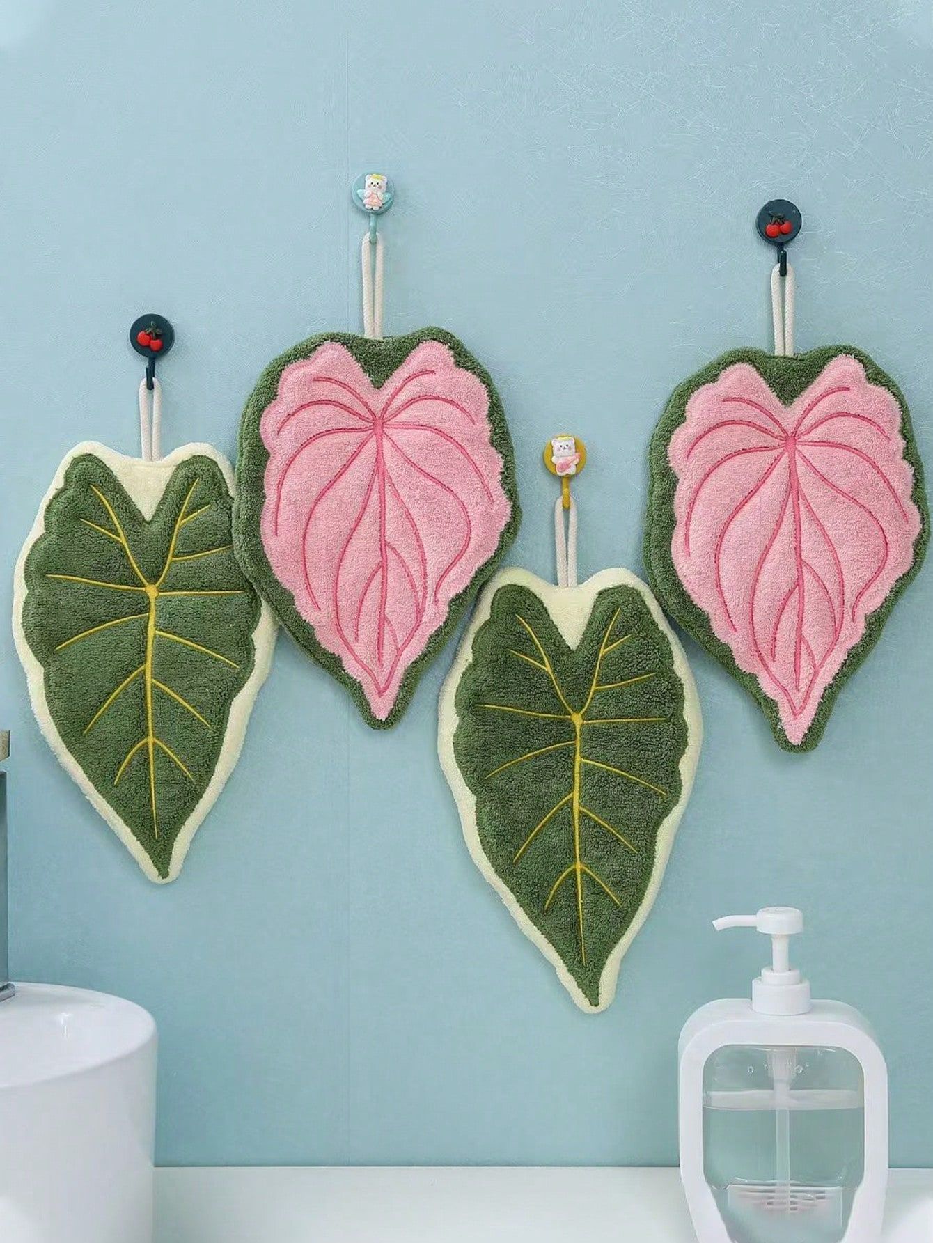 1pc/3pcs Creative Leaf Design Hanging Decorative Hand Towel For Kitchen view 4