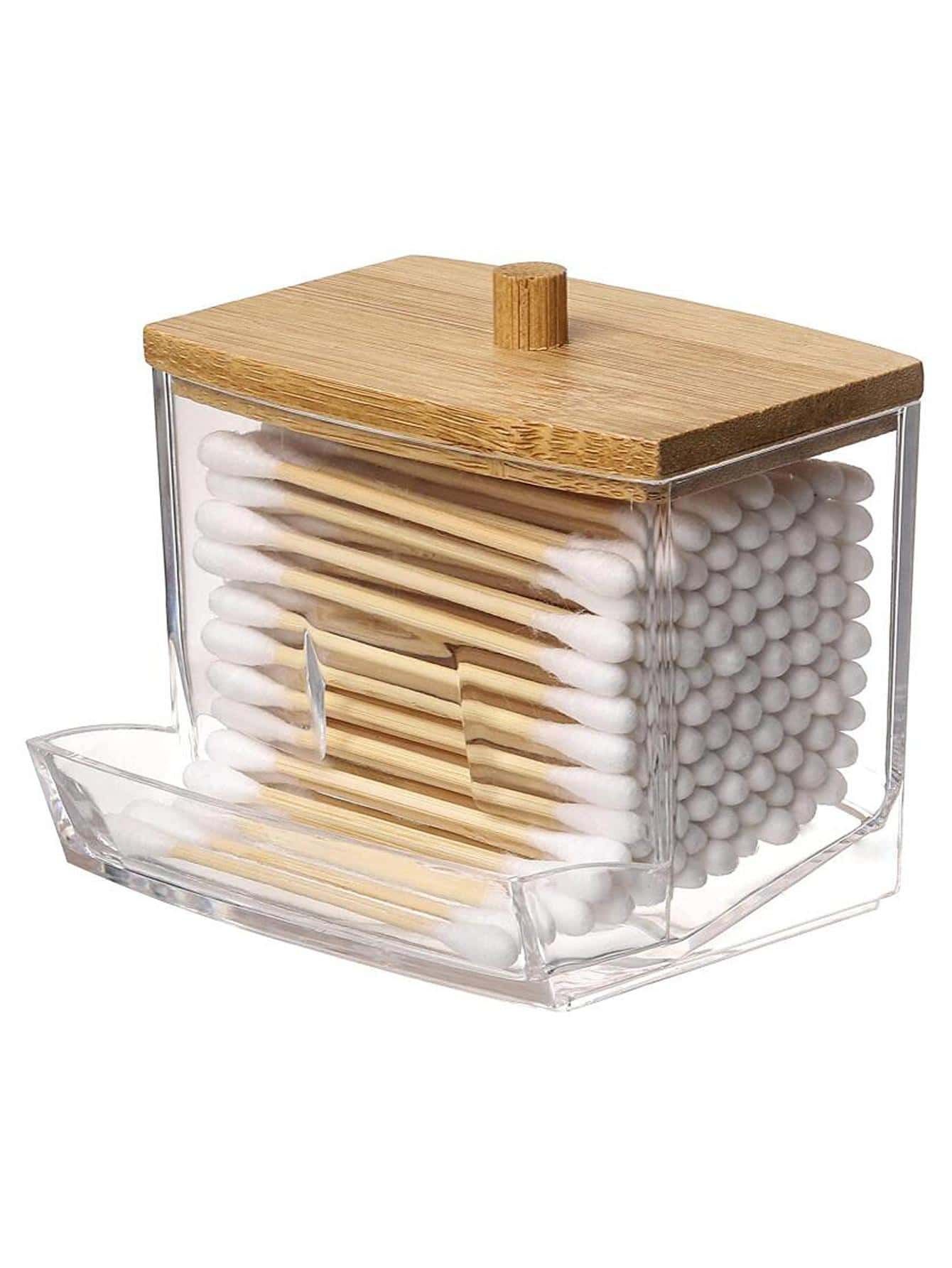 1pc Transparent Storage Jar With Bamboo Clear Lid Multipurpose Organizer For view 2