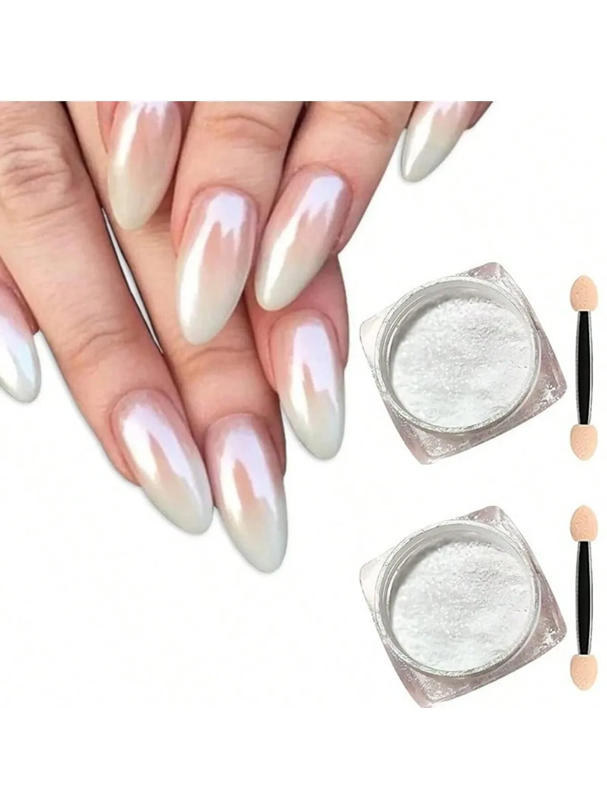 Pearl White Nails Glitter Dust Chrome Y2 1Box Moonlight White Chrome Powder view 2
