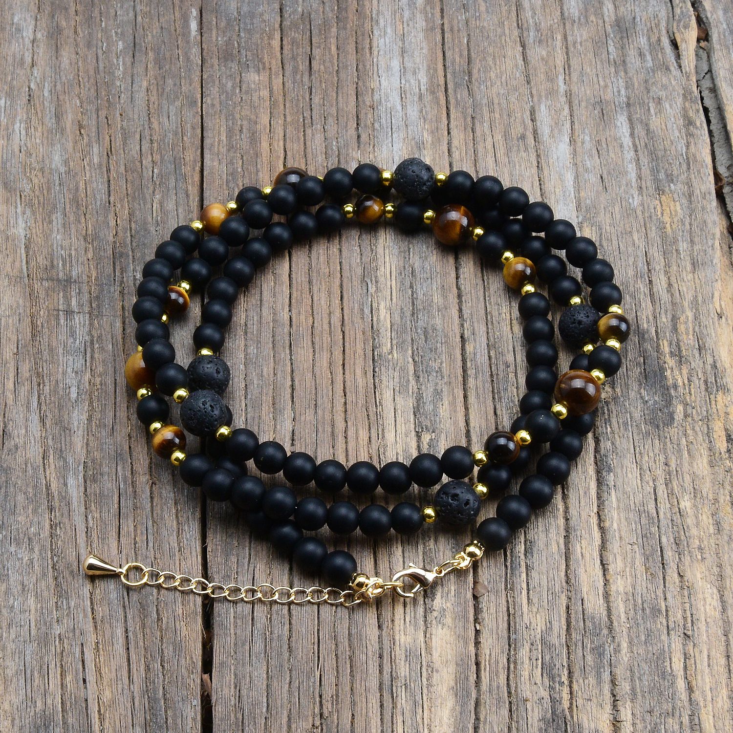Men's Black Onyx Bead Necklace — image 1
