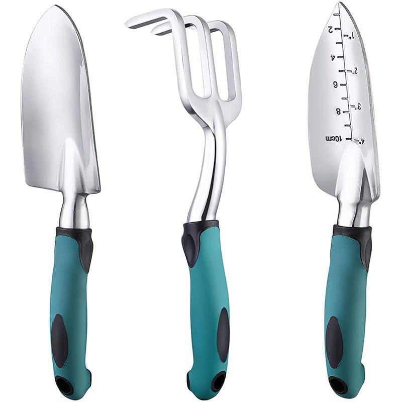 Set of manual gardening tools, aluminum gardening equipment, garden tool view 3