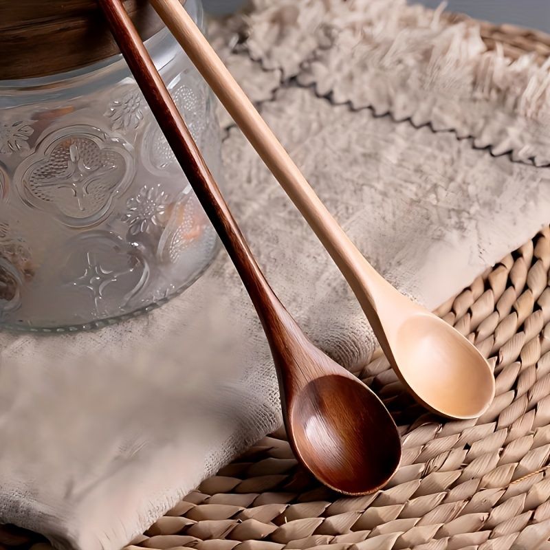 5pcs Long Handled Wooden Coffee Spoons view 5