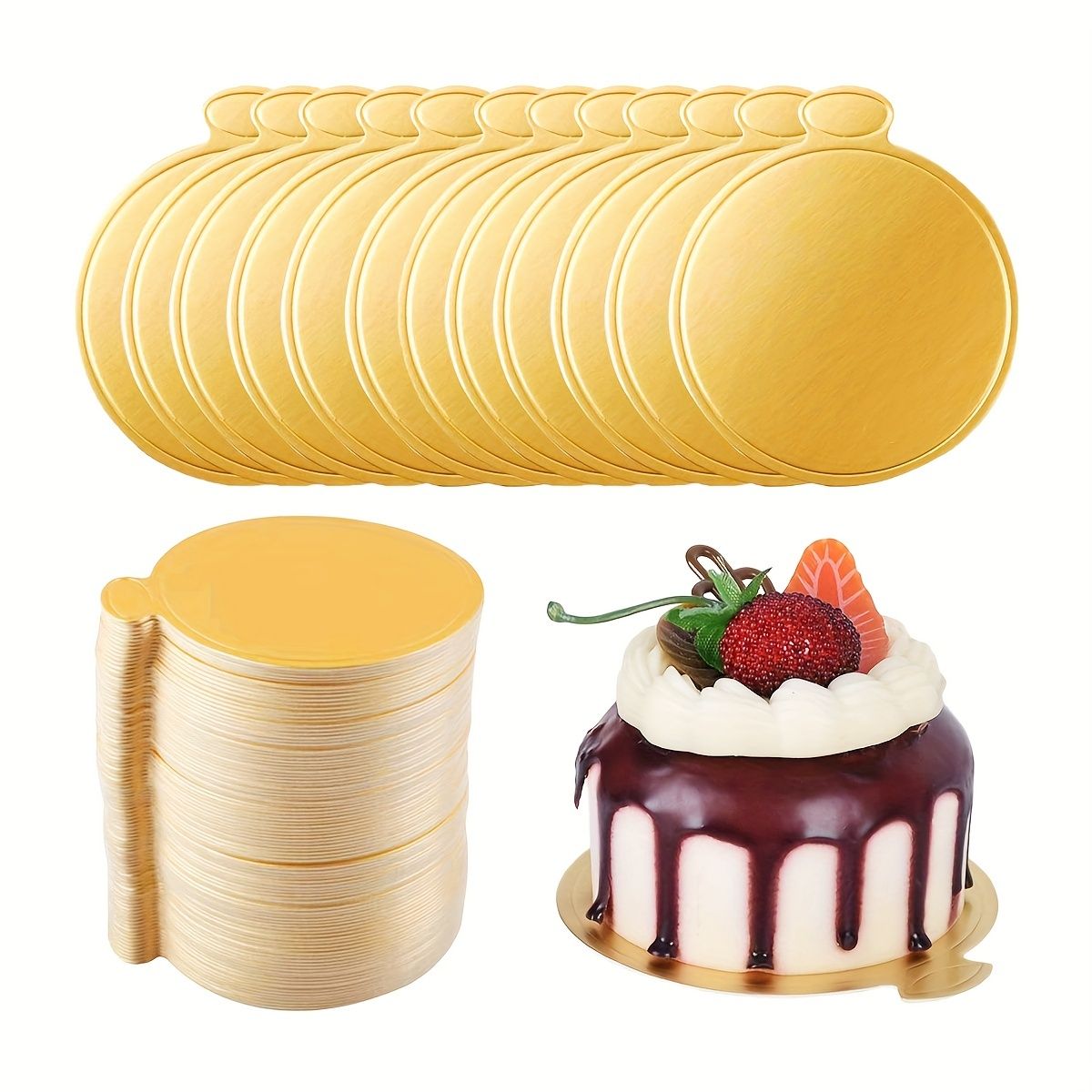 50pcs Mini Round Golden Cardboard Cake Base view 5