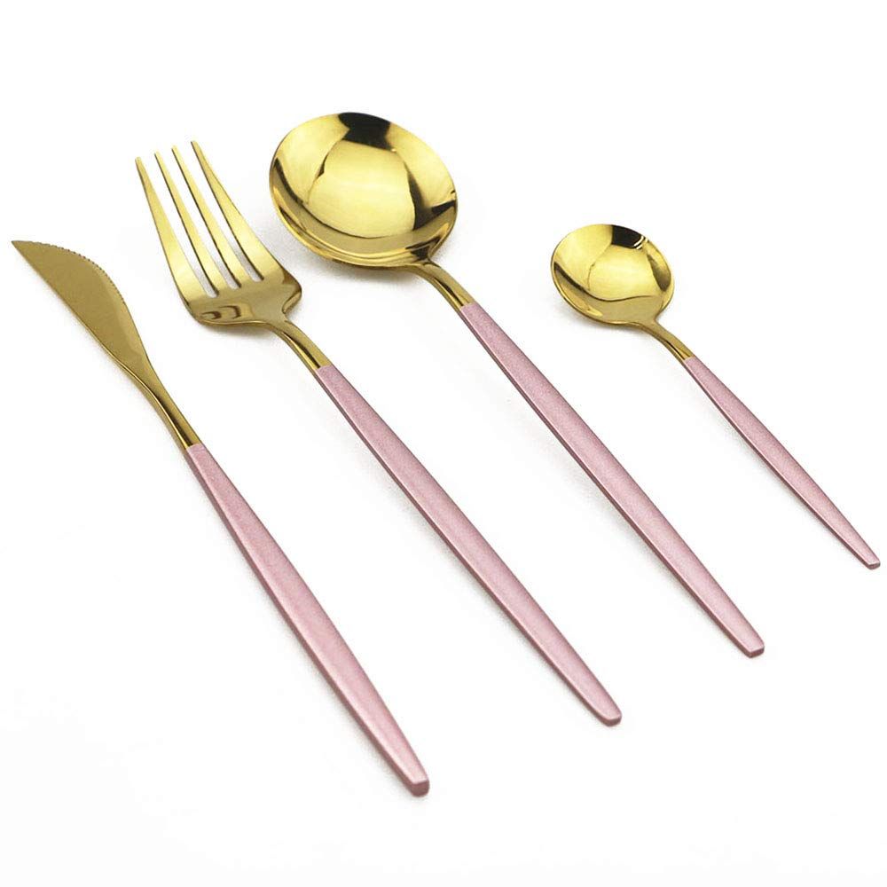 24-Piece Flatware Set, Stainless Steel Knife Fork Spoon Teaspoon Set, Service view 2