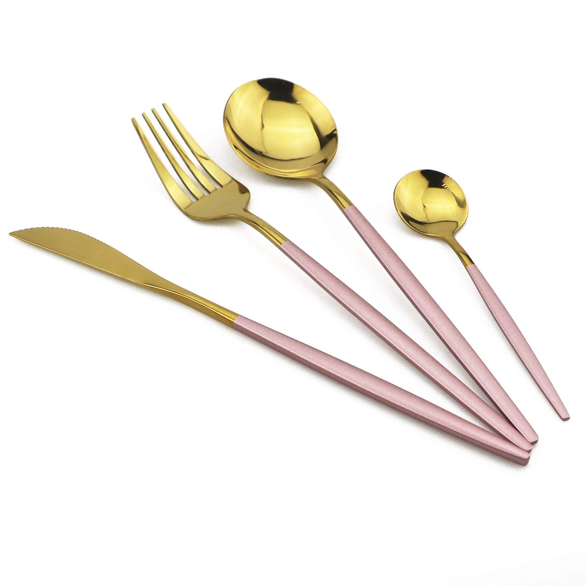 24-Piece Flatware Set, Stainless Steel Knife Fork Spoon Teaspoon Set, Service view 3