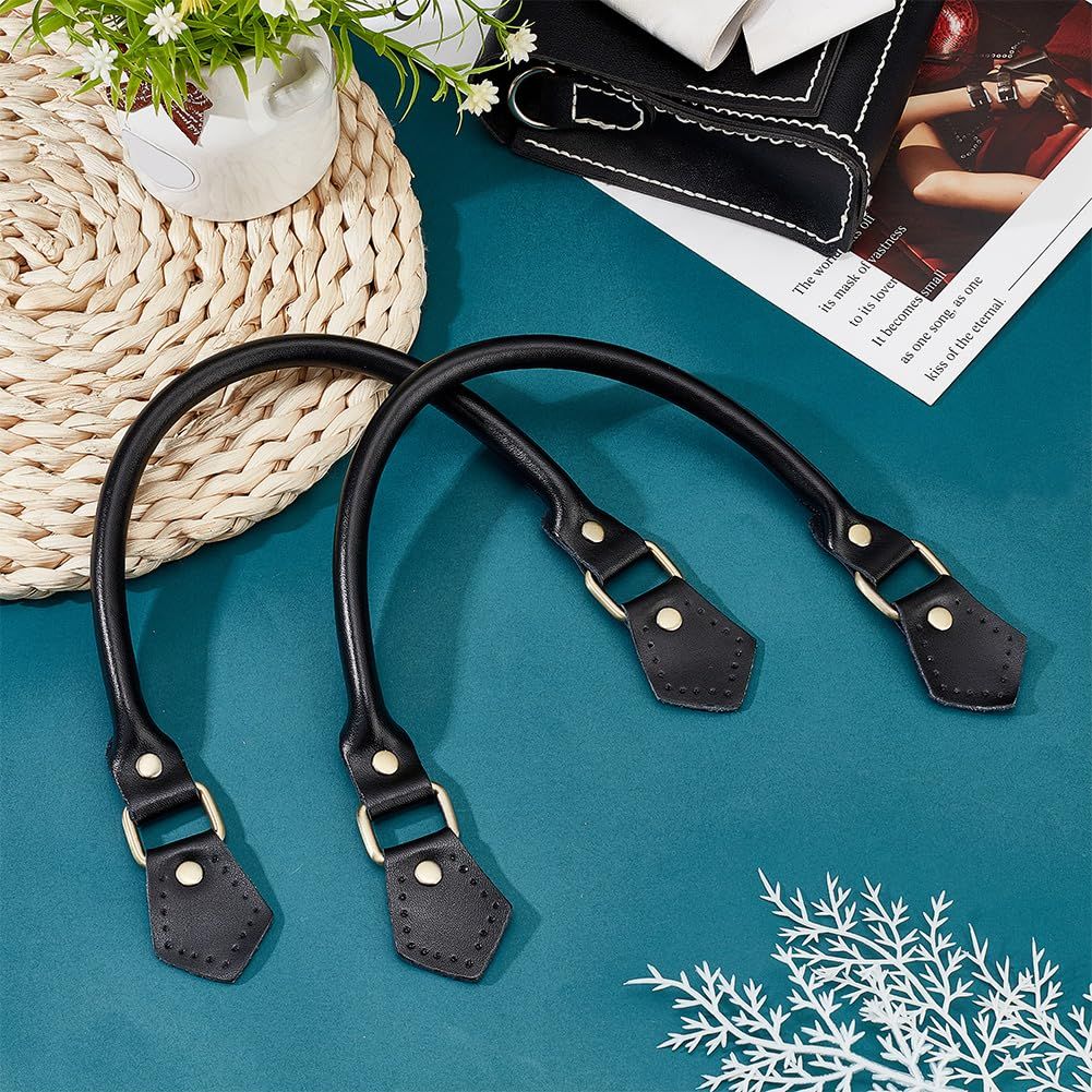 2pcs Genuine Leather Purse Strap 40cmShort Handles Strap Leather Bag Handles view 3