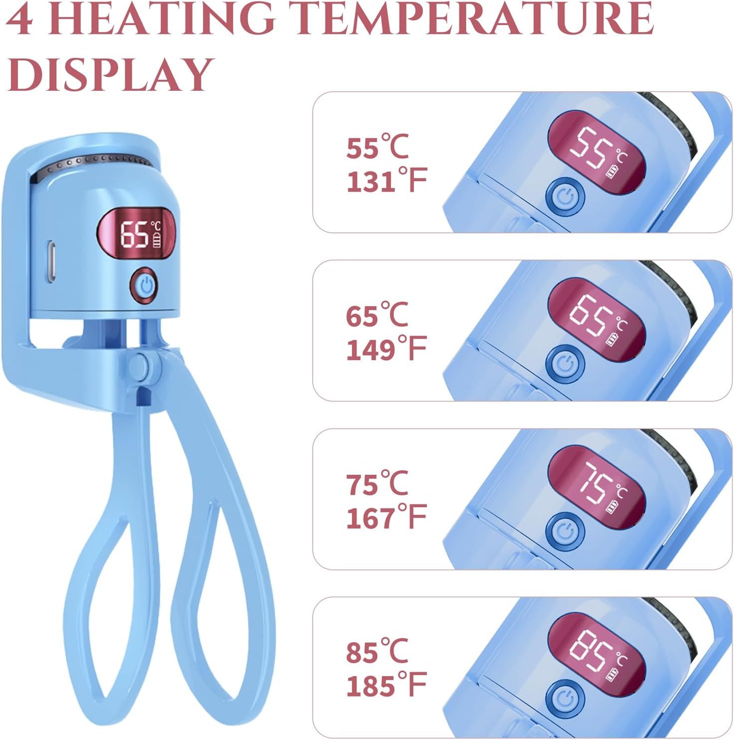 Heated Eyelash Curler, 4 Heating Temperature Display Heated Lash Curler — image 1