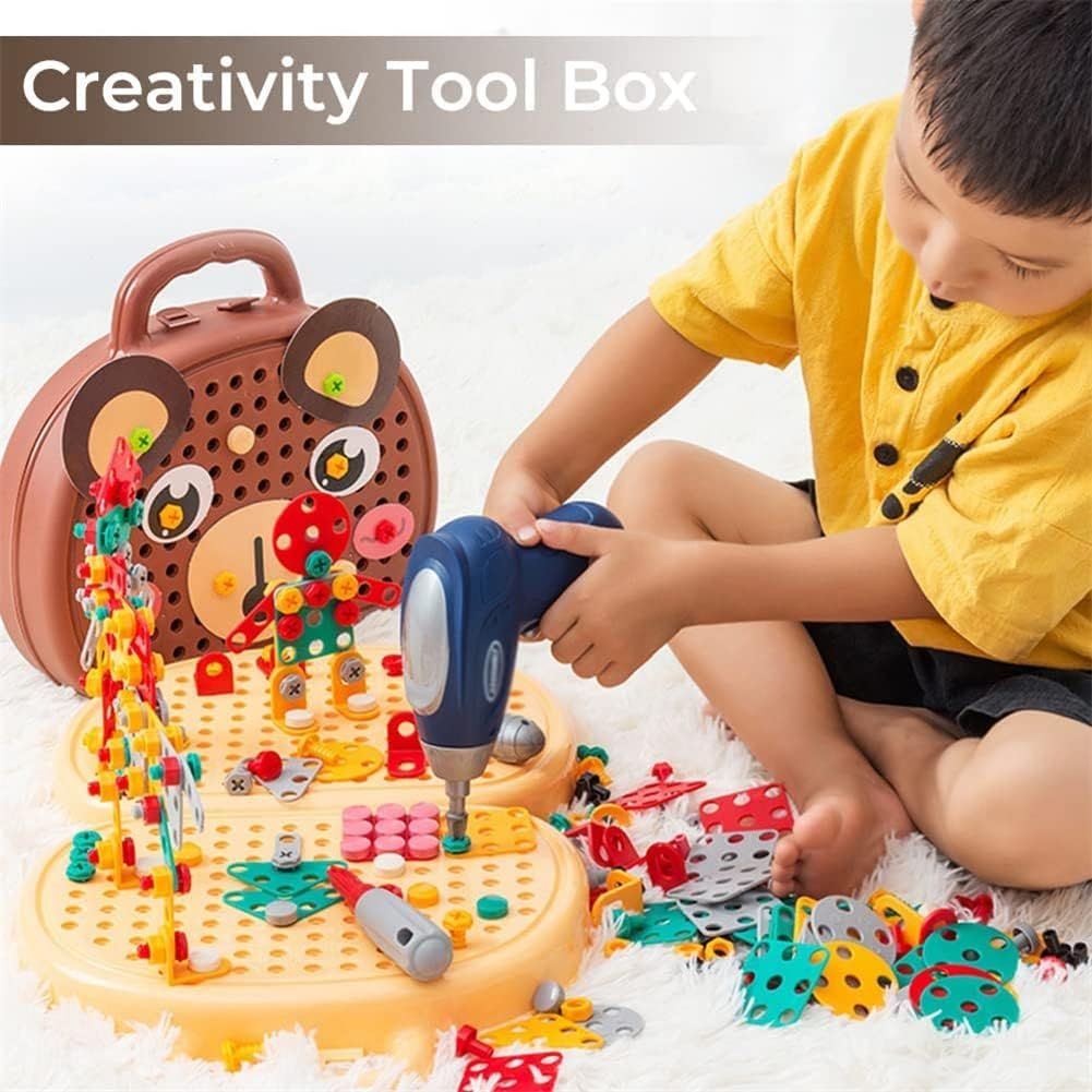 Creative Tool Box - Creative Mosaic Toy with Electric Drill Screw Tool Set