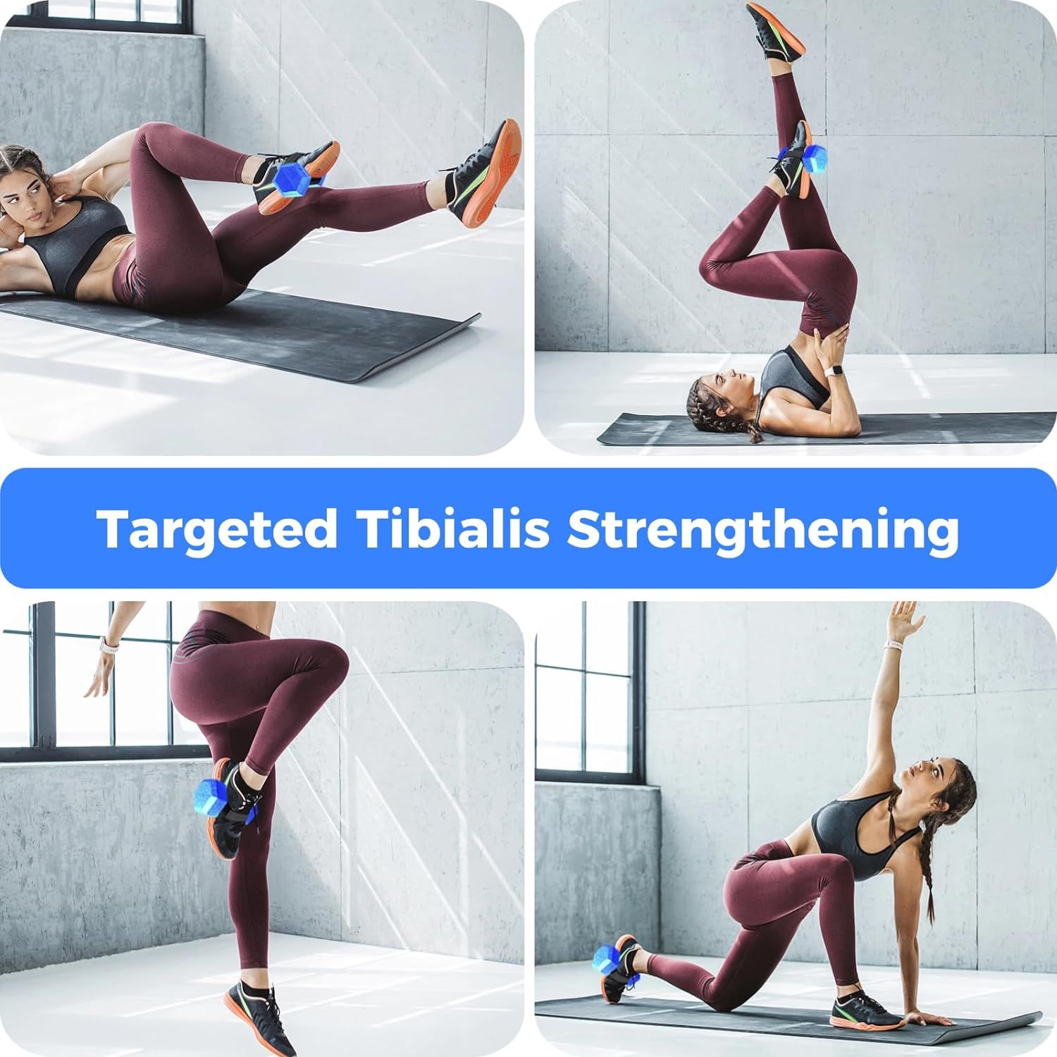 2 PCS Tibialis Trainer, Adjustable Weight Dumbbell Ankle Straps, Nylon Arm — image 1