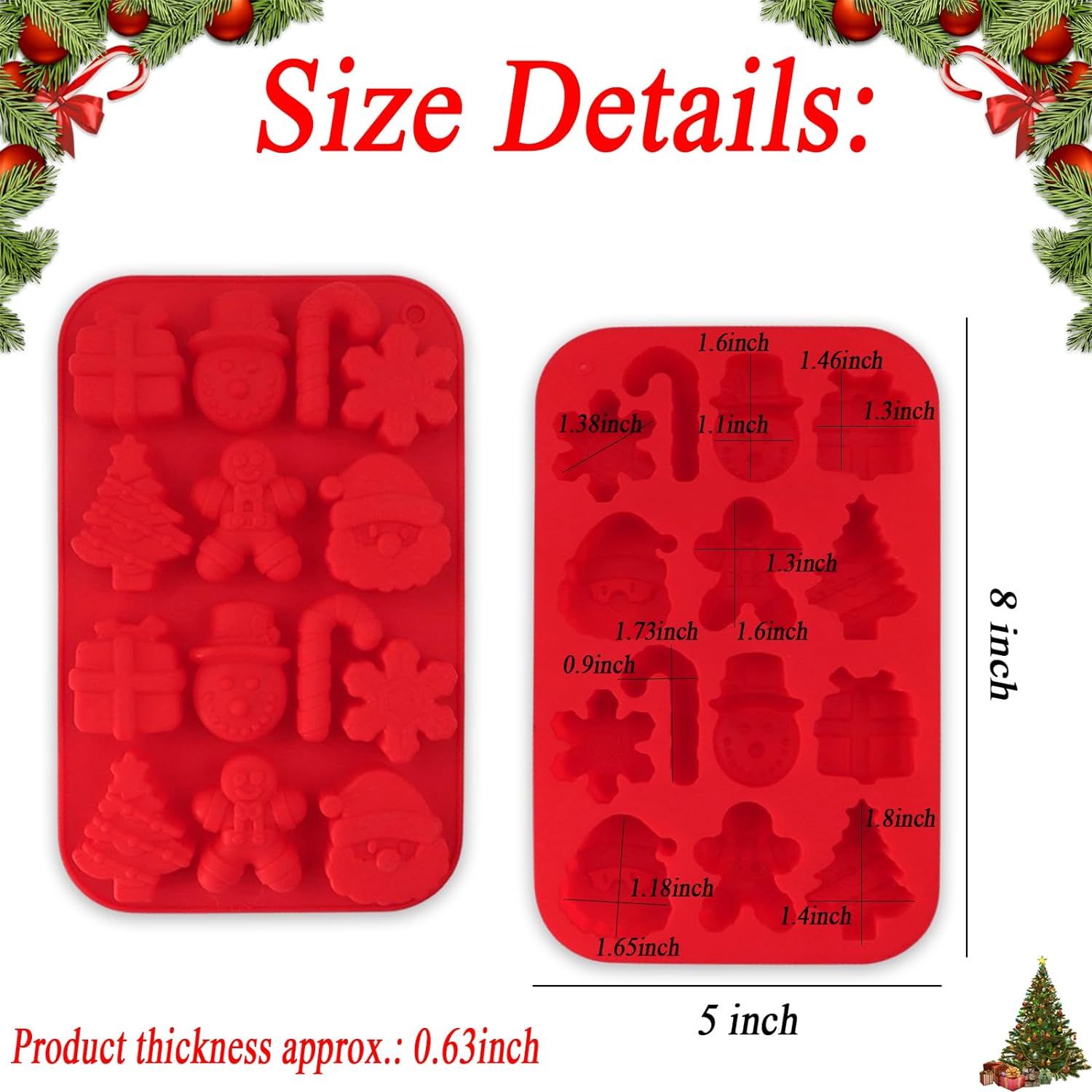 2 Pcs Silicone Christmas Baking Mold Set view 2