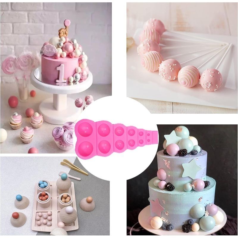 DIY 3D Pearl Mold Ball Pearl Semi Sphere Chocolate Silicone Molds Cake view 3