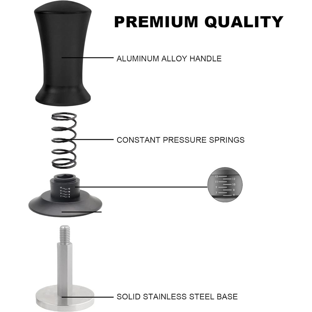 53mm Espresso Tamper, Flat Stainless Steel Base Coffee Tamper with Calibrated view 2