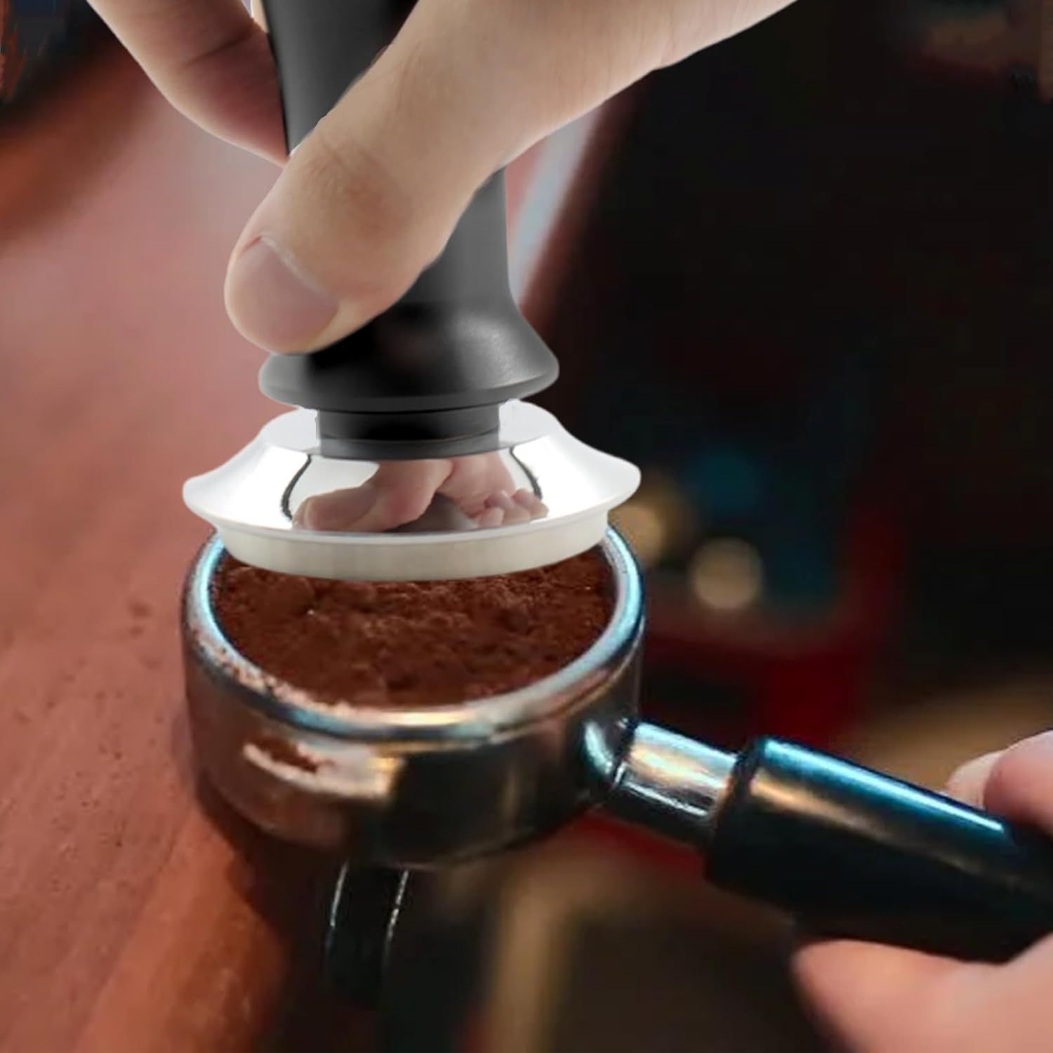 53mm Espresso Tamper, Flat Stainless Steel Base Coffee Tamper with Calibrated view 3