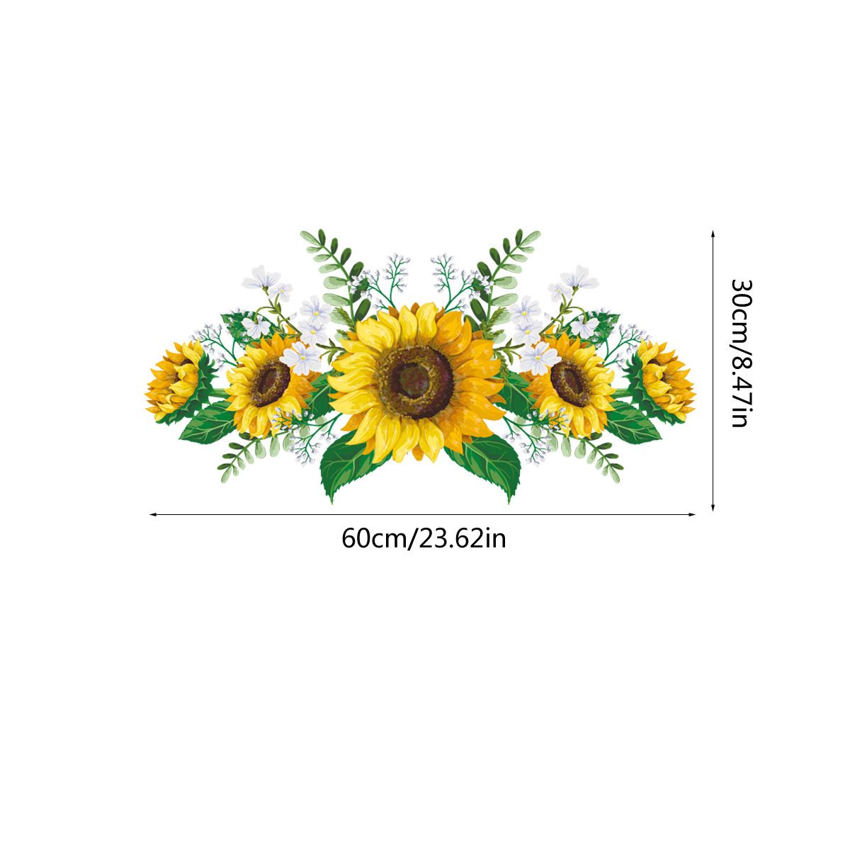 Wall Stickers Sunflower Floral Removable Wall Decals for Walls Door Peel and view 3