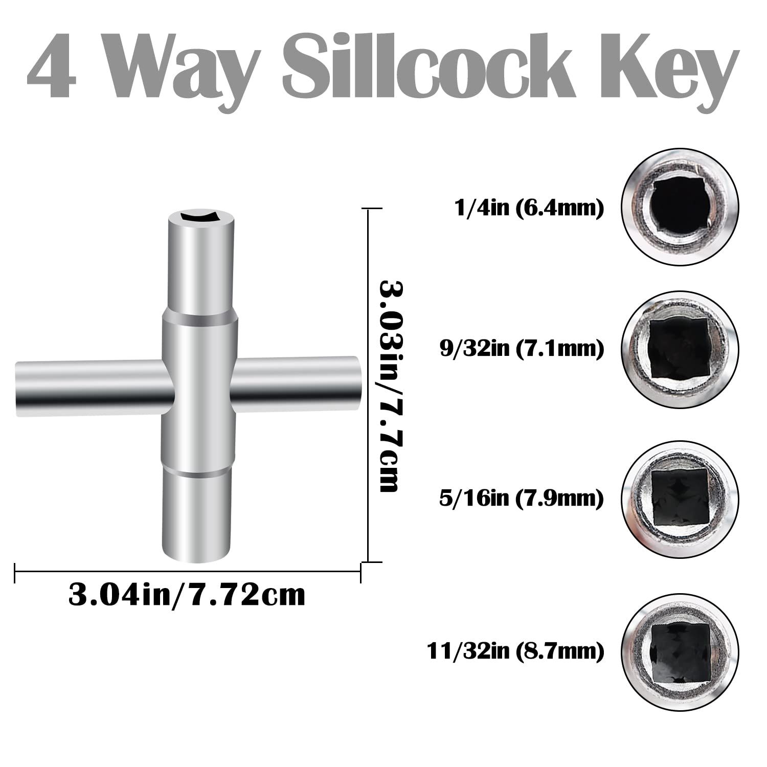 2PCS 4 Way Sillcock Key Wrench Set Water Key view 2