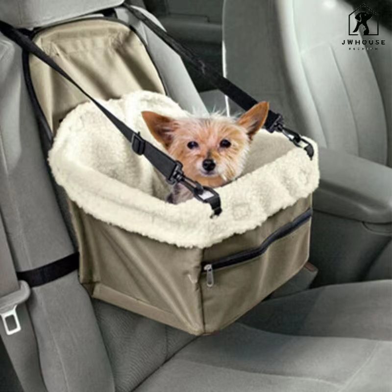 Car Travel Folding Dog Cat Pet Puppy Carrier Booster Seat Bag with Belt Cover — image 1