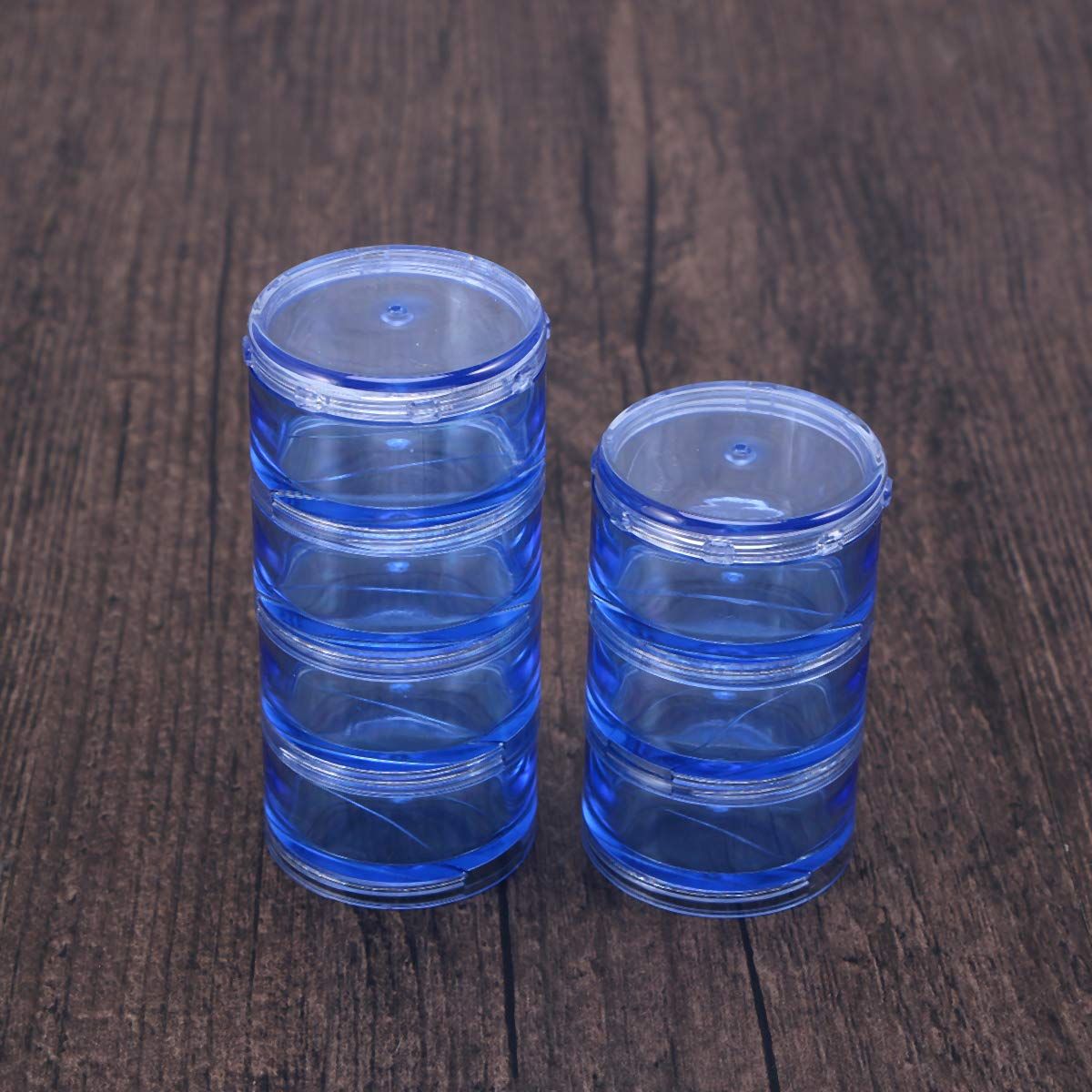 1 Set Cylinder Stackable Pill Box Round Weekly Pill Container Case Dispenser — image 1