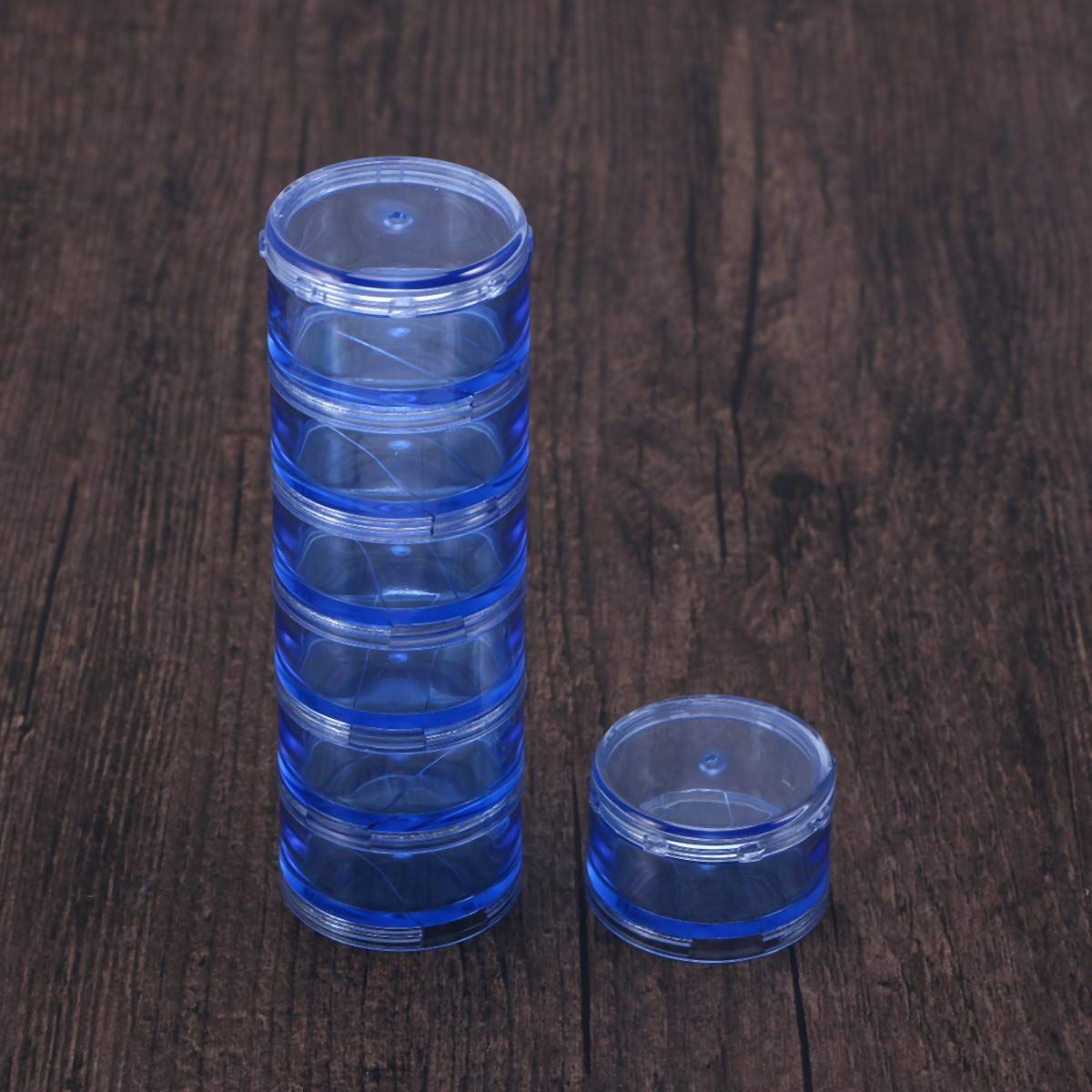 1 Set Cylinder Stackable Pill Box Round Weekly Pill Container Case Dispenser view 2