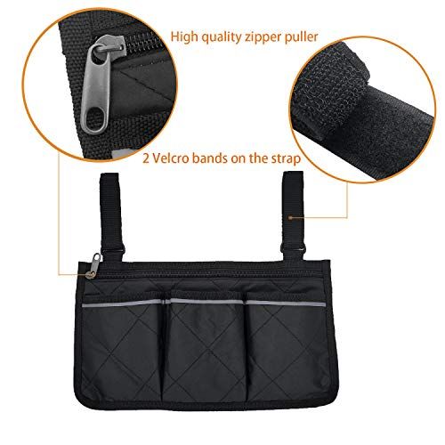 Wheelchair Side Bag, Waterproof Armrest Pouch Bag with Black Bright Line view 4