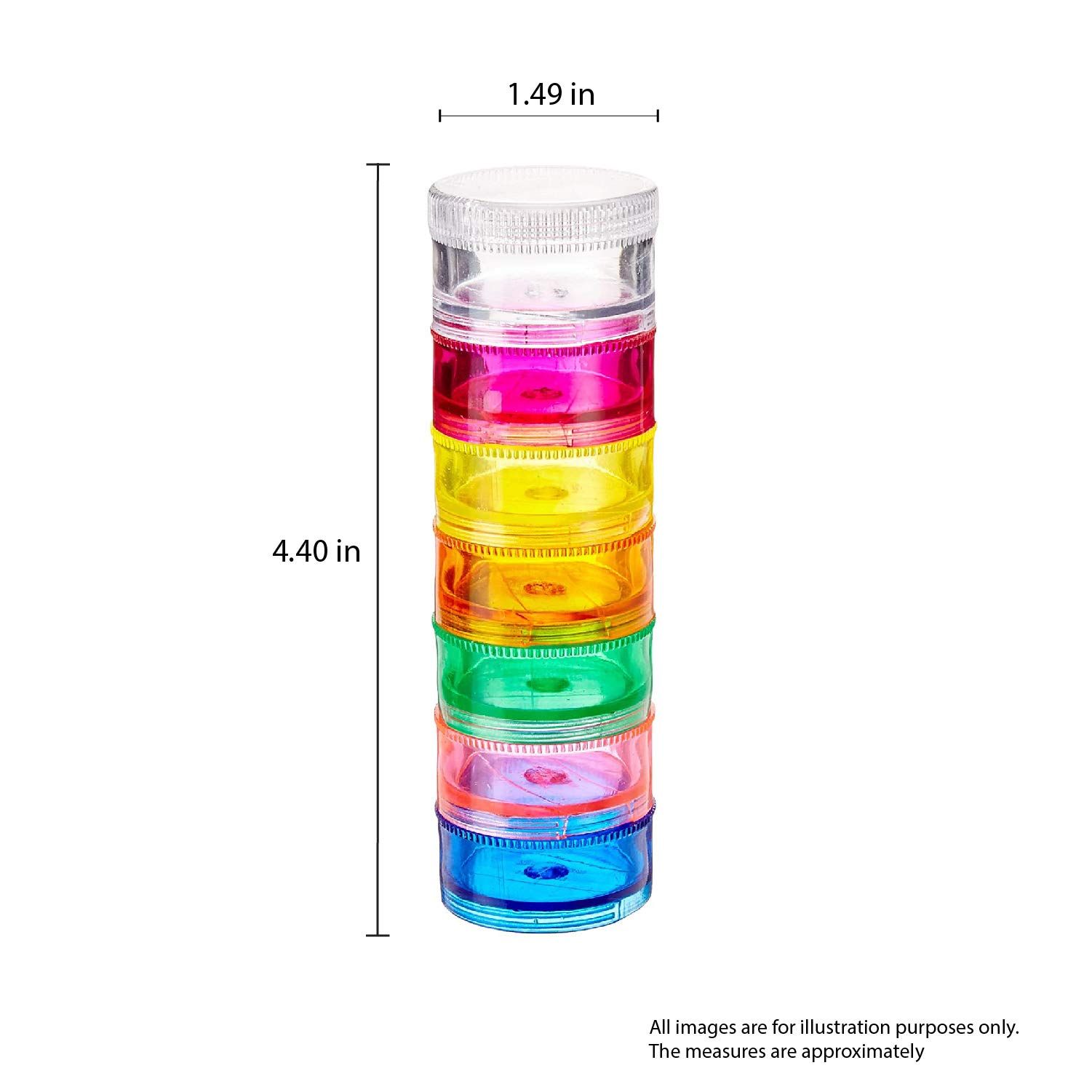 2 Pack Rainbow 7 Day Stackable Pill Organizer case Small (Seven Day Weekly