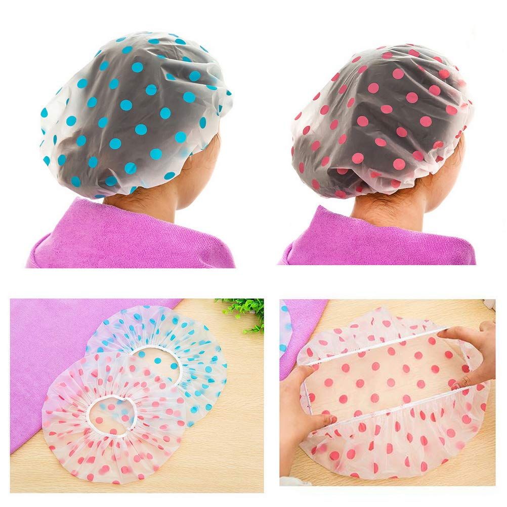 large plastic shower caps for women reusable waterproof hair cap for shower (3 — image 1