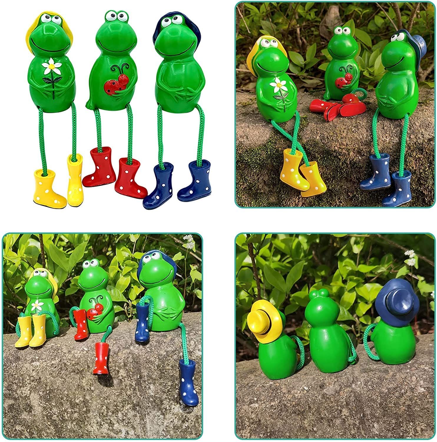 Cute Frog Garden Decor, Sitting Frog Garden Statue Outdoor, 6.2inch Frogs view 3