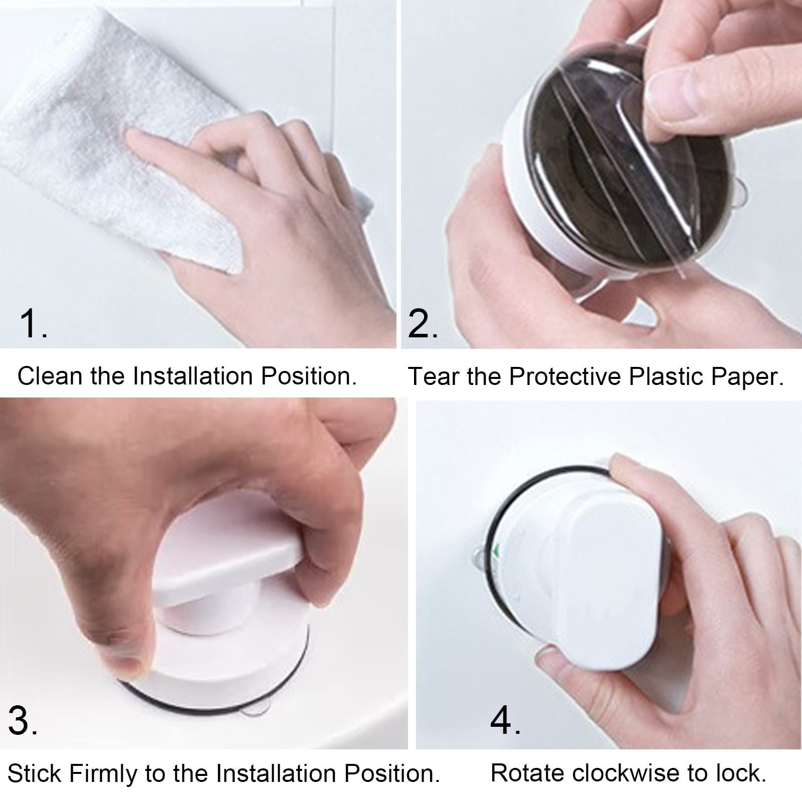2 Pack Strong Suction Cup Drawer Glass Mirror Wall Tile Handle Bathroom view 2