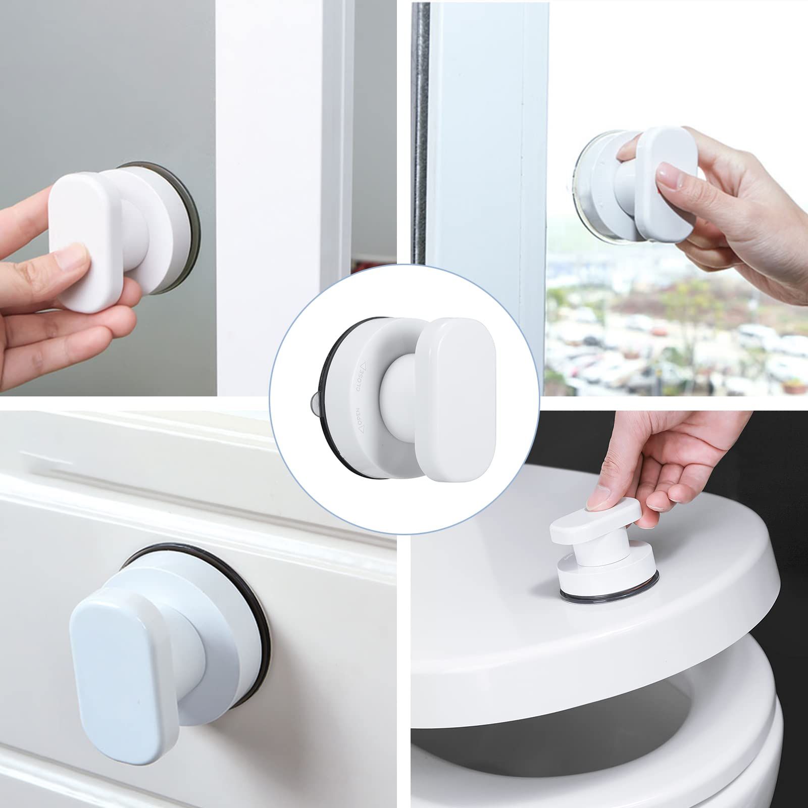 2 Pack Strong Suction Cup Drawer Glass Mirror Wall Tile Handle Bathroom view 3