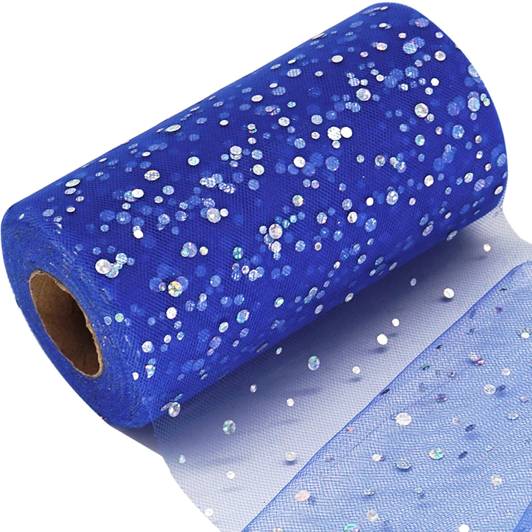 Glitter Tulle Fabric Rolls 6 Inch 50 Yards (150ft) Sparkling Ribbon Sequin — image 1