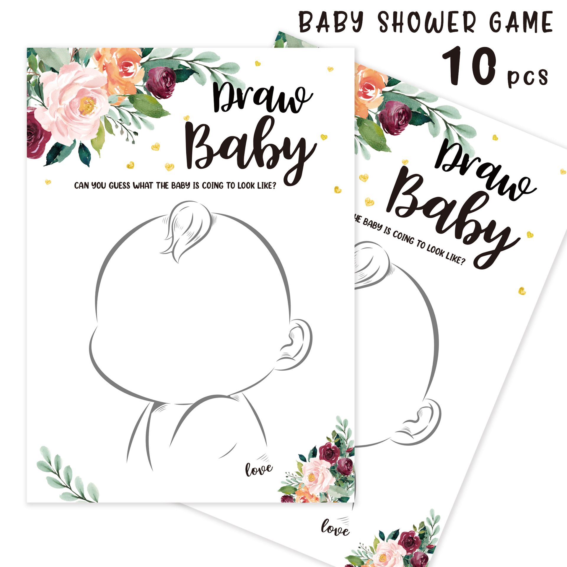 5 PCS Draw Baby Shower Games view 4