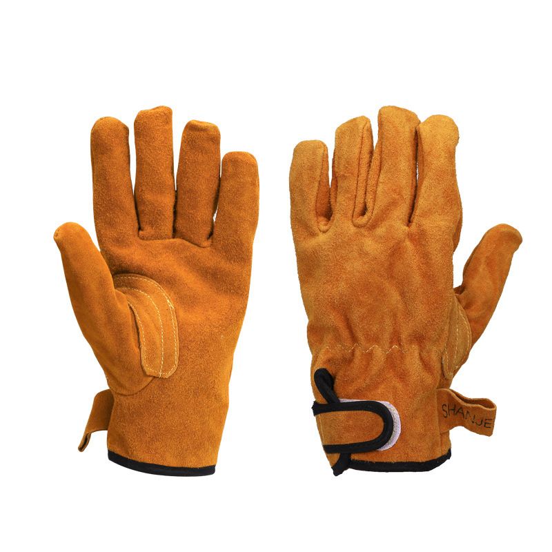 Brown Work Gloves Men with Wrist Closure — image 1