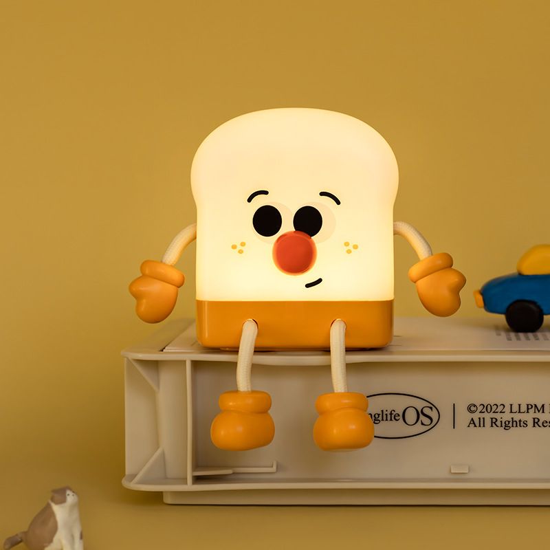 Rechargeable Cute Toast Bread Night Light Dimmable Table Lamp Phone Stand with view 4