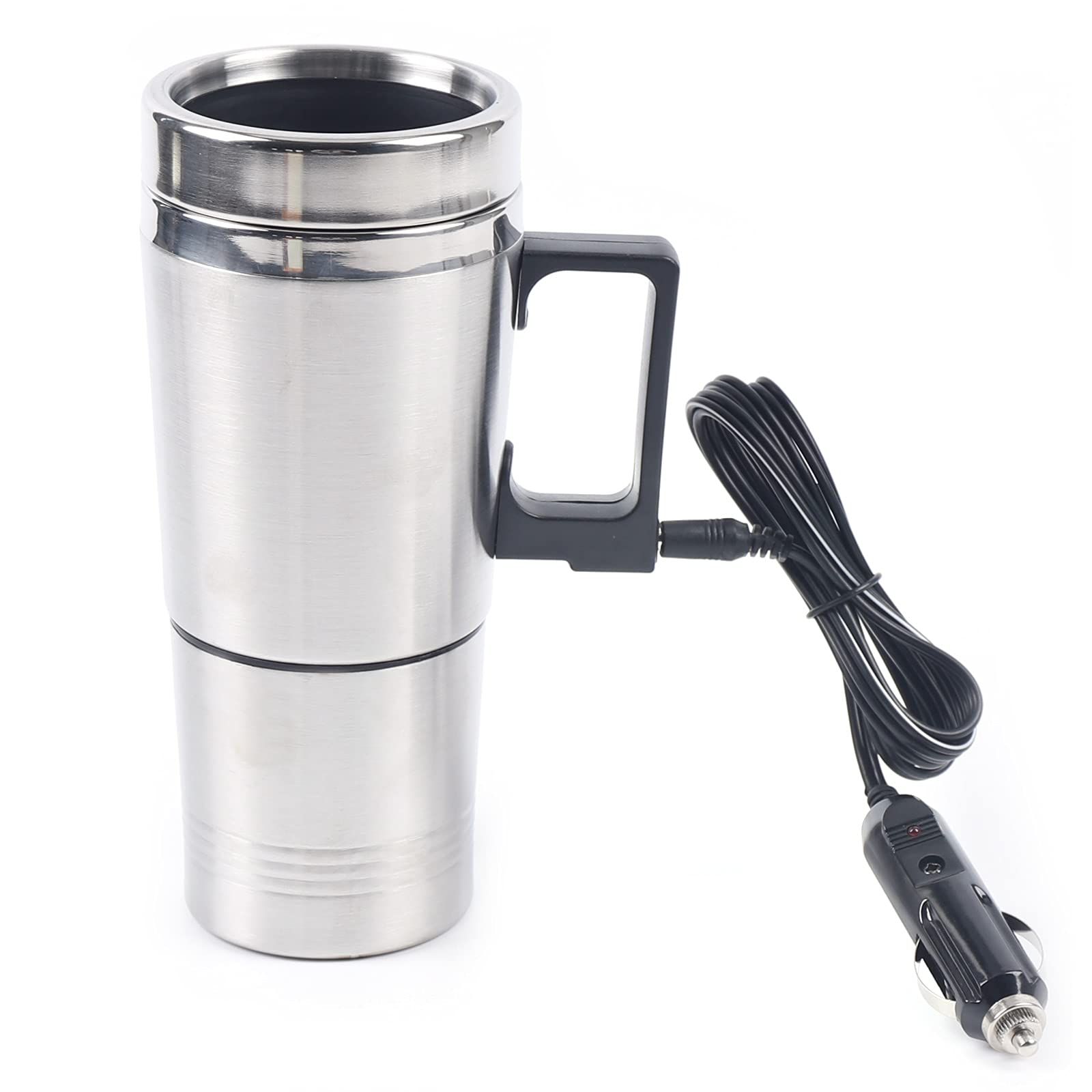 12V Car Heating Cup Car Heated Mug Stainless Steel Heating Mug 300ml Portable — image 1