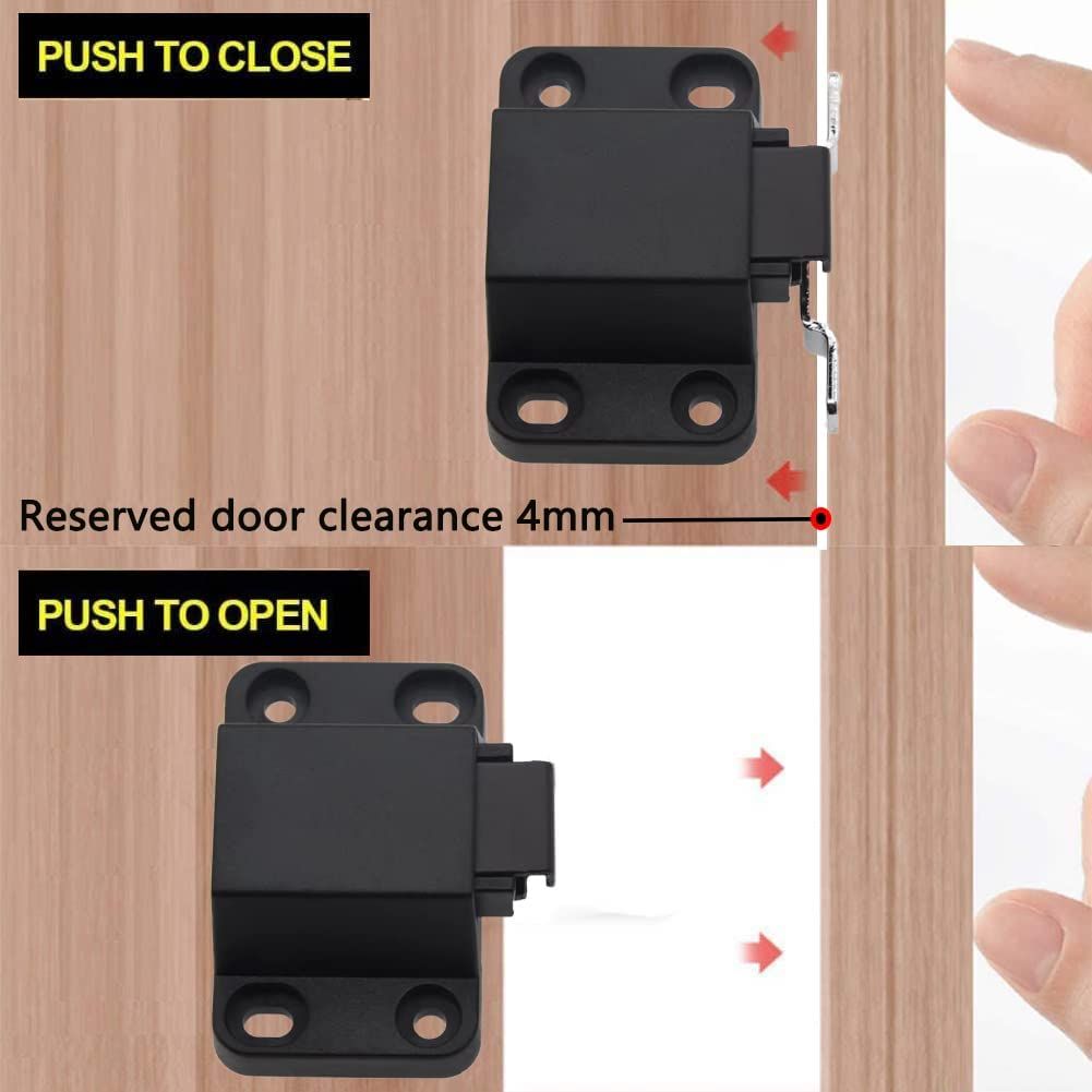 Self-Closing Push To Open Door Latches Hardware 4Pack Kitchen Cabinets Push view 3