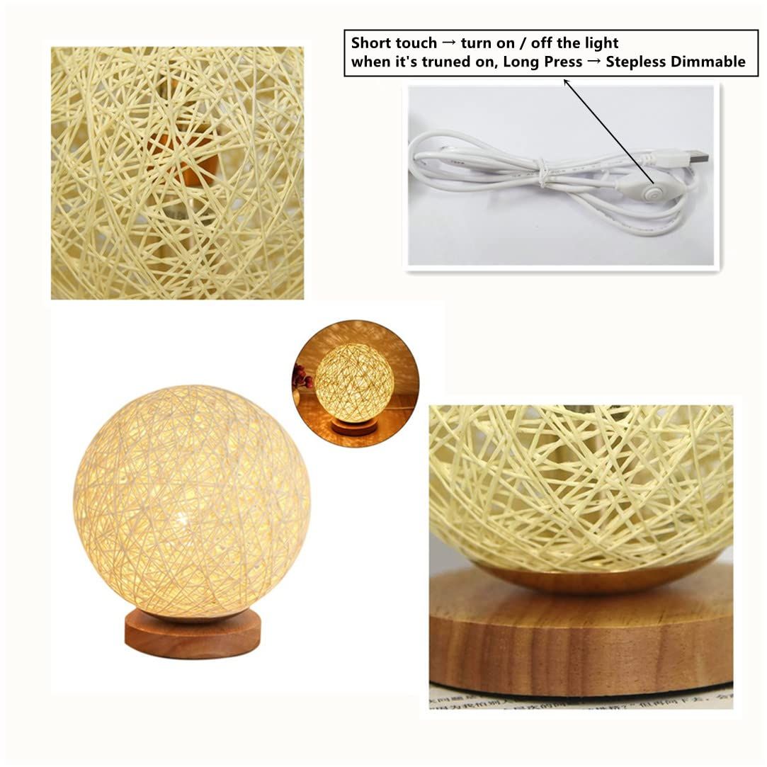 LED Table Lamp Bedside Lamp USB Powered Rattan Ball Lamp Creative Birthday view 5
