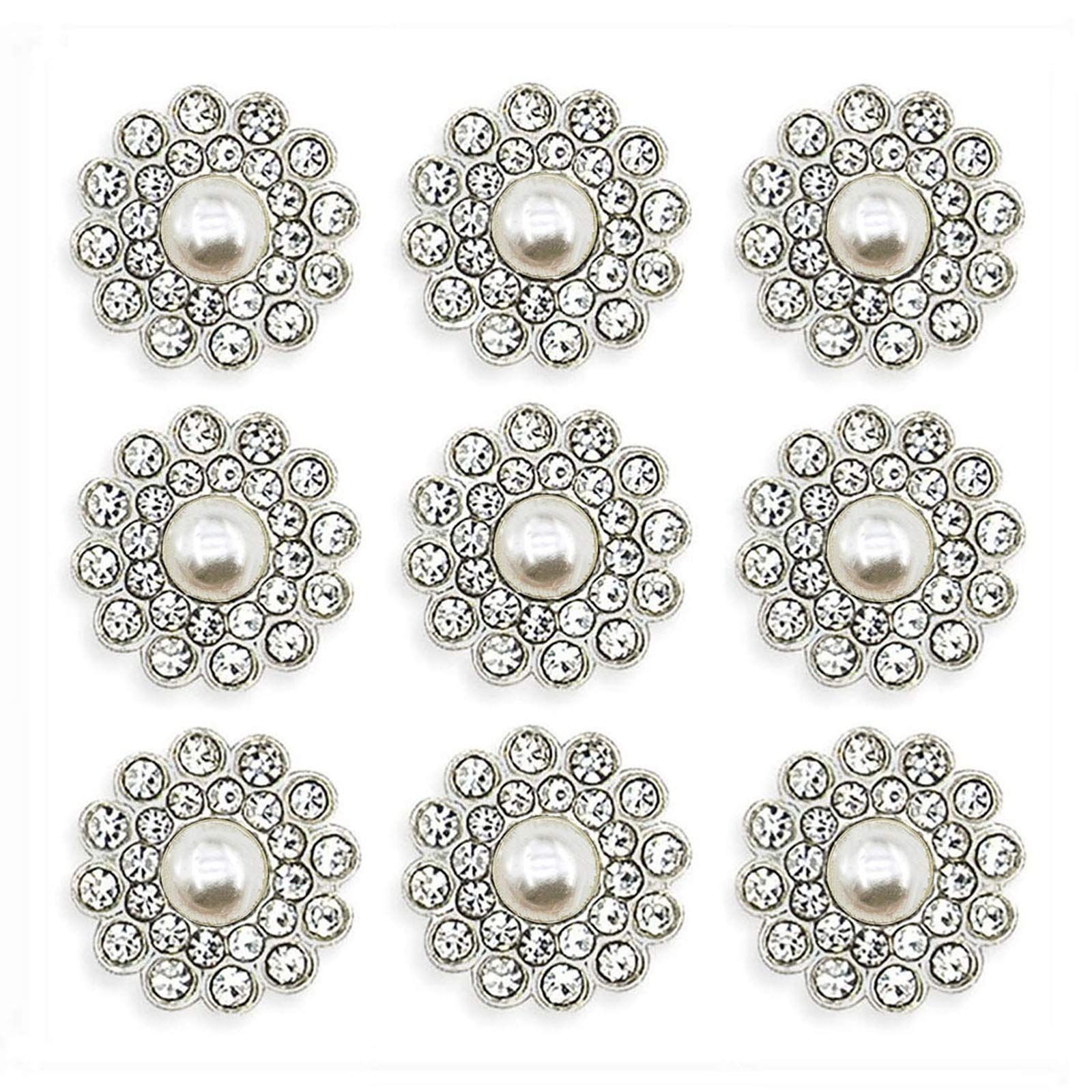 100 pcs Pearl Rhinestone Crystal Embellishments Decoration Brooch DIY Craft — image 1