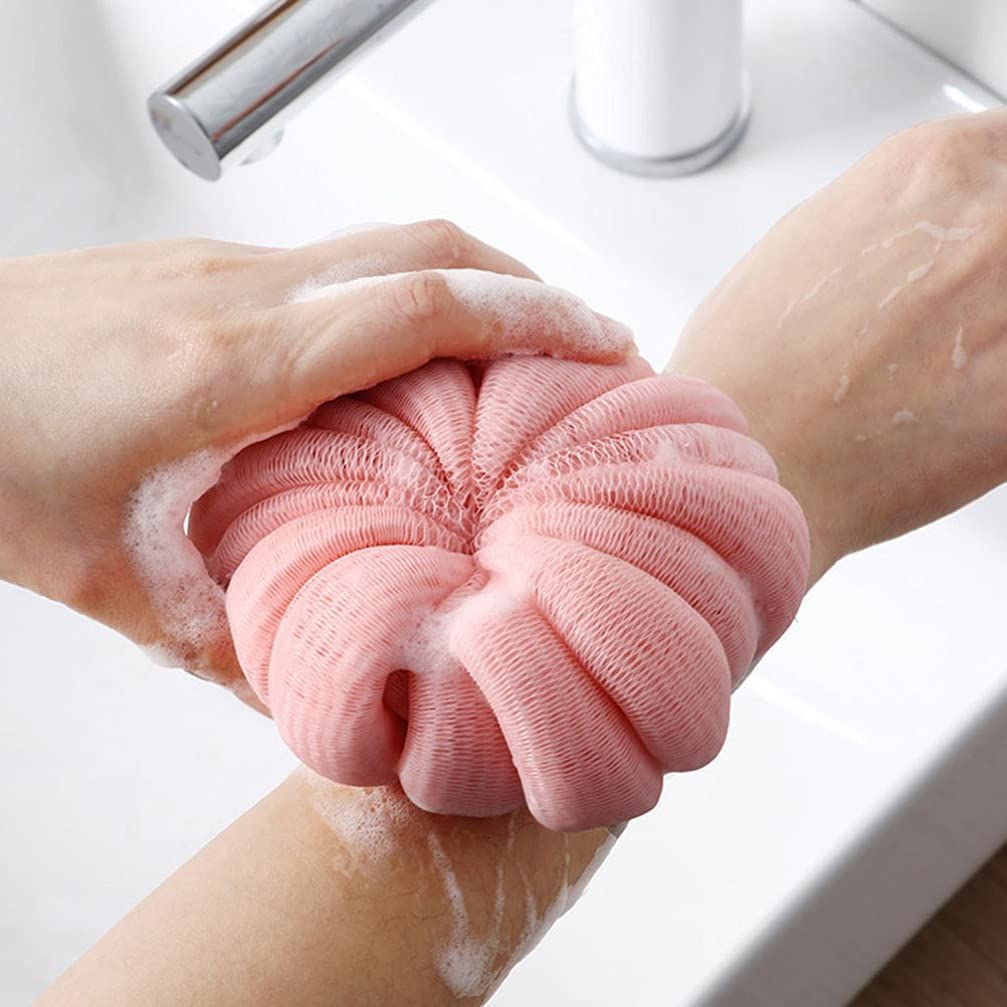 Shower Loofah Balls Bath Sponge Shower Loofah 4Pcs Pumpkin Shower Ball Mesh view 4