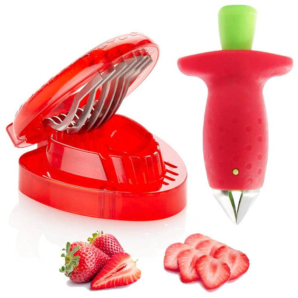 (2PCS)Strawberry Huller Fruit Slicer Set