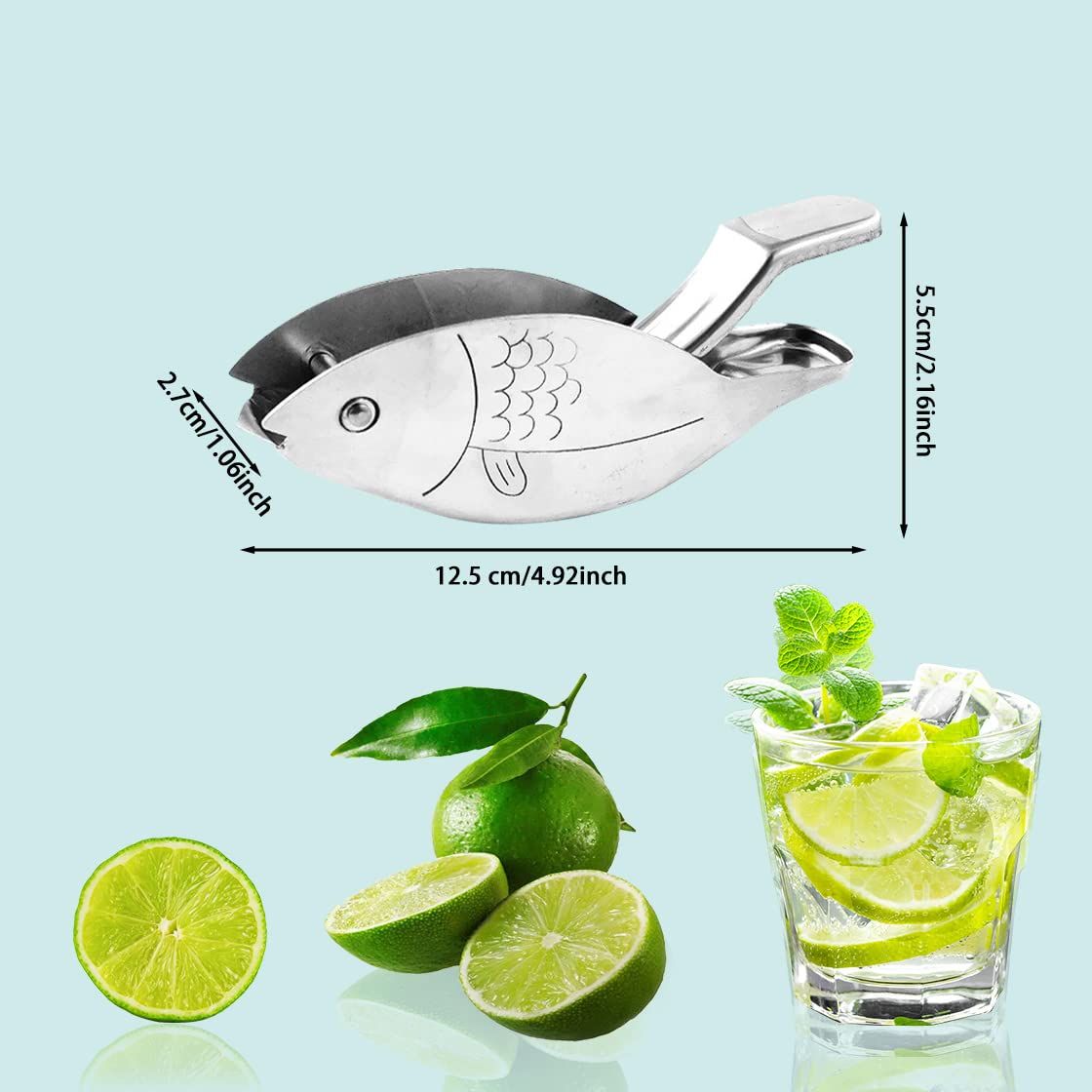 Lemon Squeezer Manual Juicer Stainless Steel Lemon Slice Squeezer Fish Shape view 4