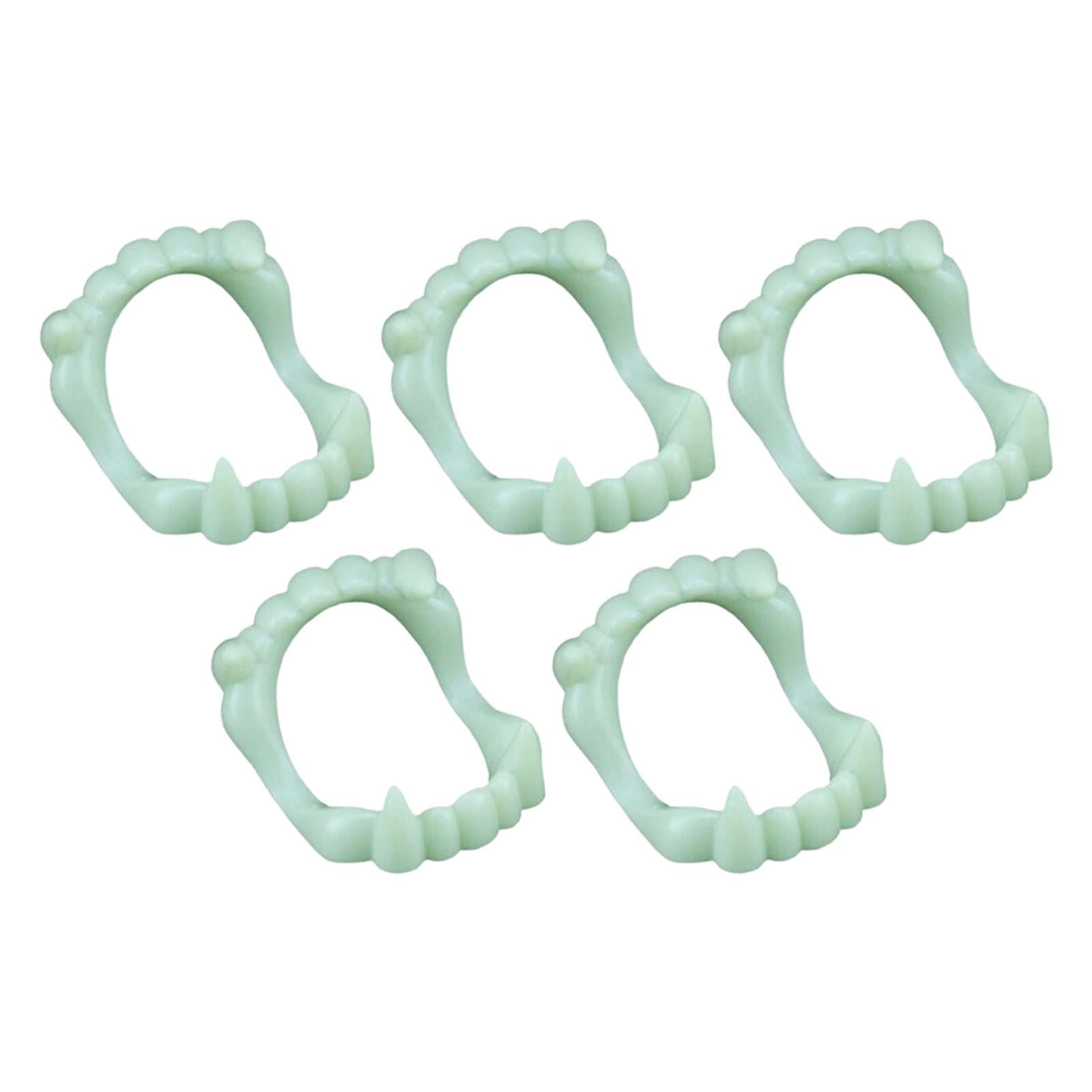 5Pcs Halloween Dentures Simulated Glow in The Dark Halloween Vampires Fake