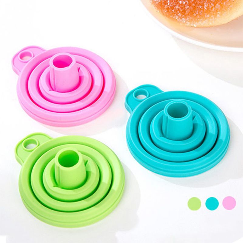 3 Pack Silicone Collapsible Funnel Set - Kitchen Funnels for Easy Filling
