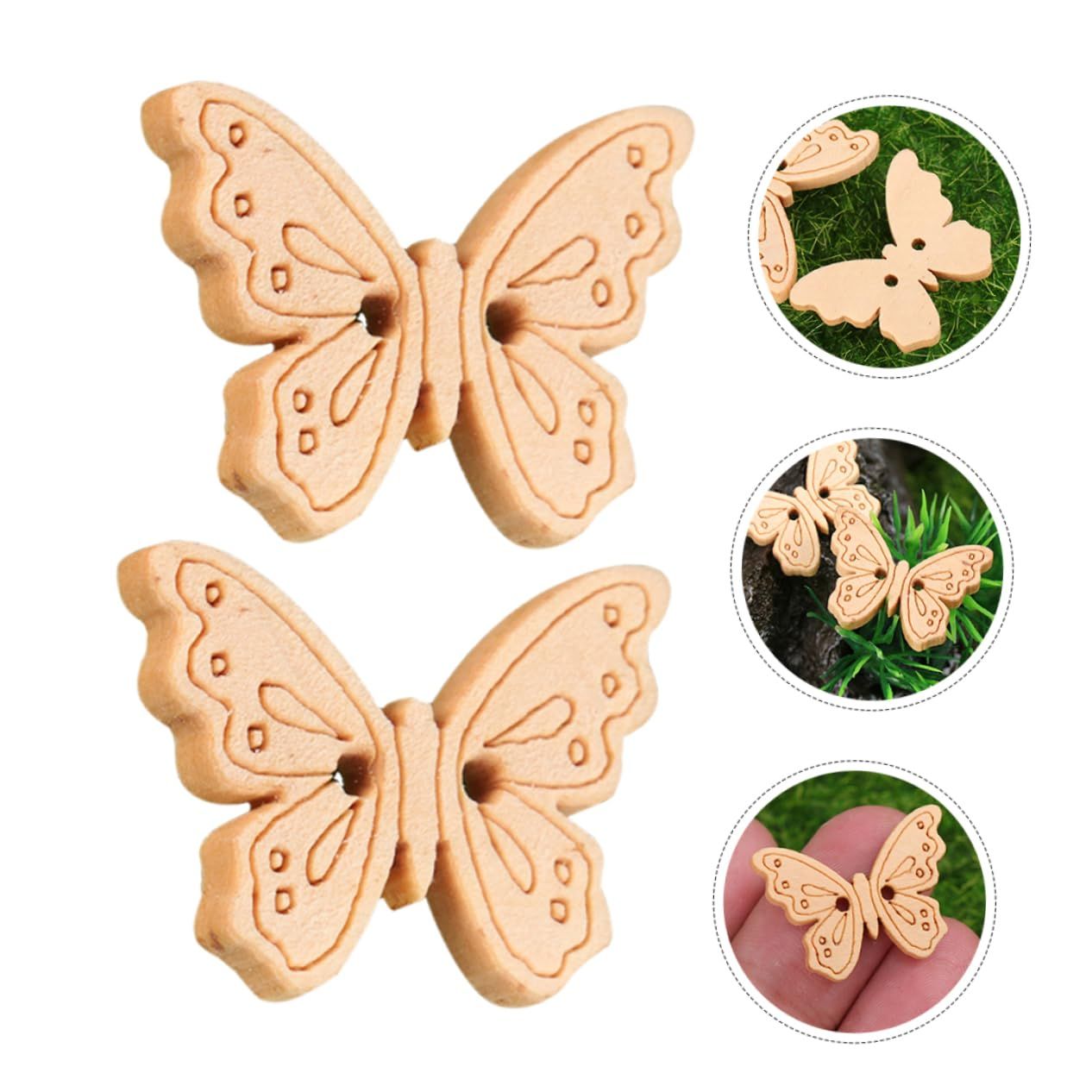 36 pcs Wooden Cartoon Butterfly Button Unfinished Wooden Buttons Cartoon Wood view 5