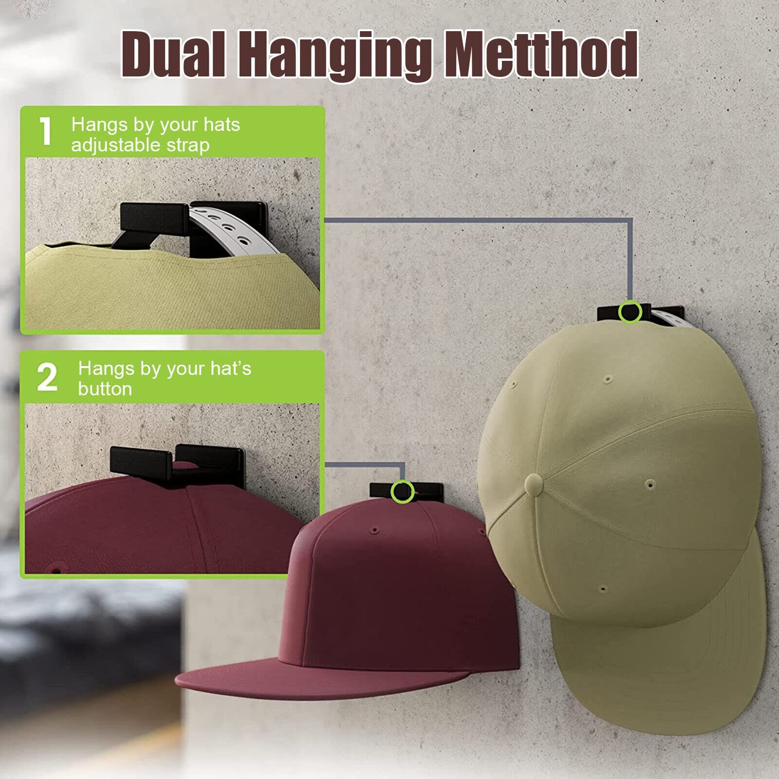 Baseball Cap Hat Rack - 10PCS - Wall Door Hanger Holder Storage Organize 10 view 4