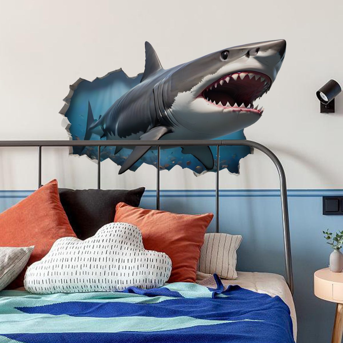 Broken Wall Fierce Shark Wall Stickers view 4